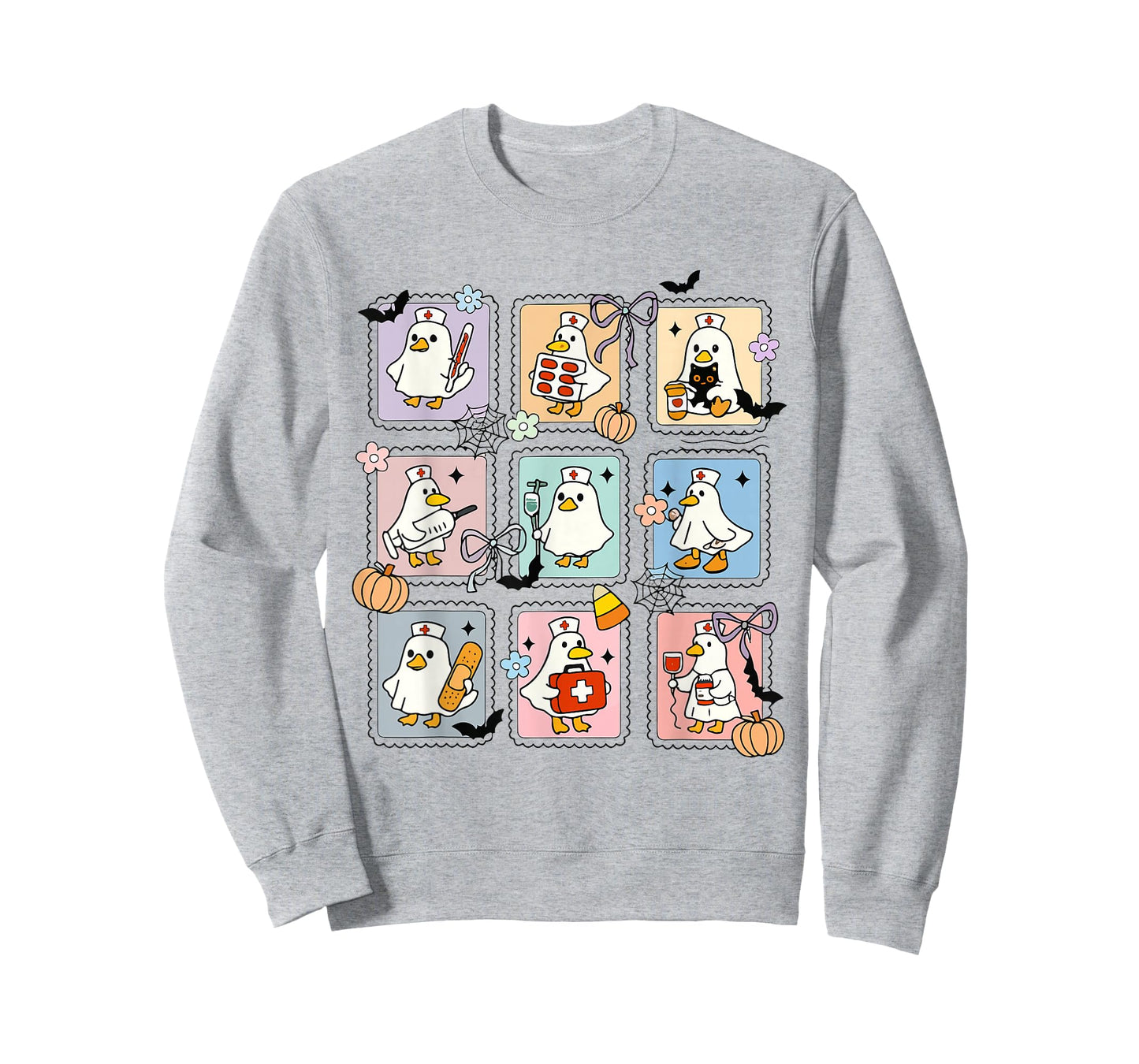 Funny Silly Goose Nurse Halloween Stamp Cute Ghost Boo Goose T-Shirt