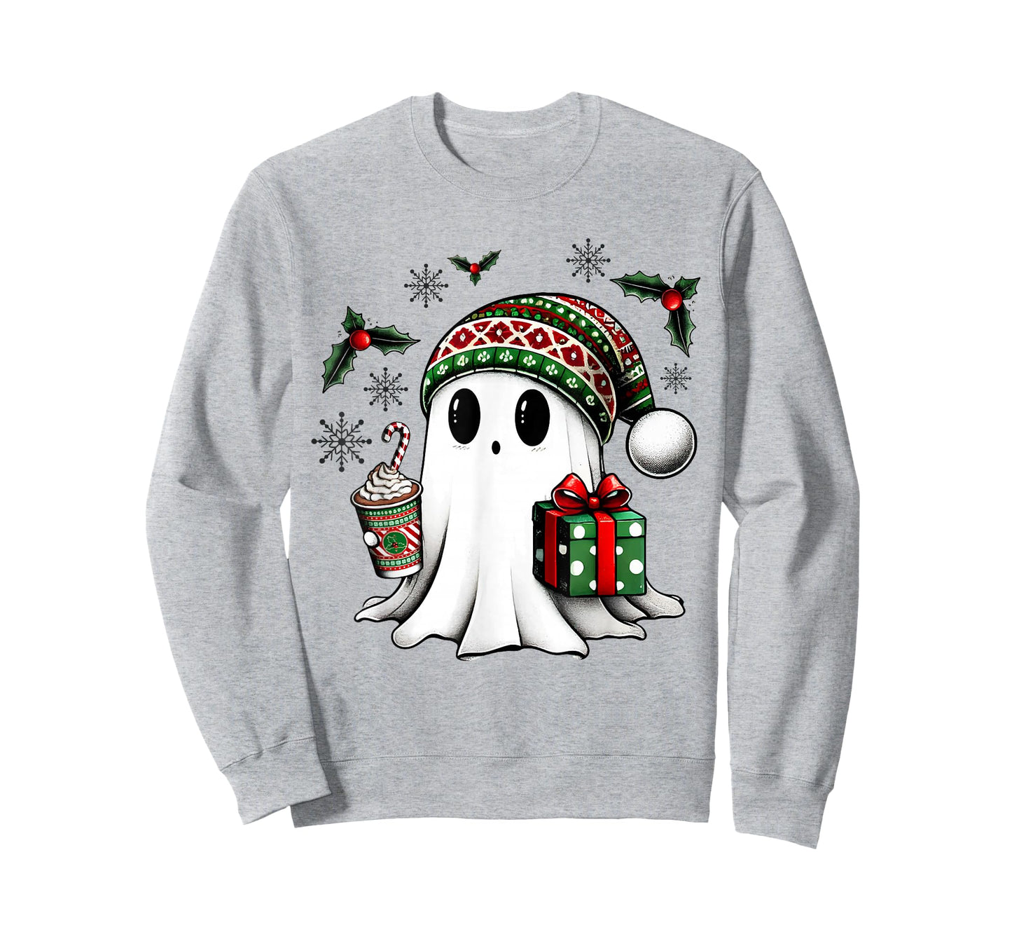 Funny Christmas Cute Ghost Coffee Lover Merry Xmas Holiday T-Shirt
