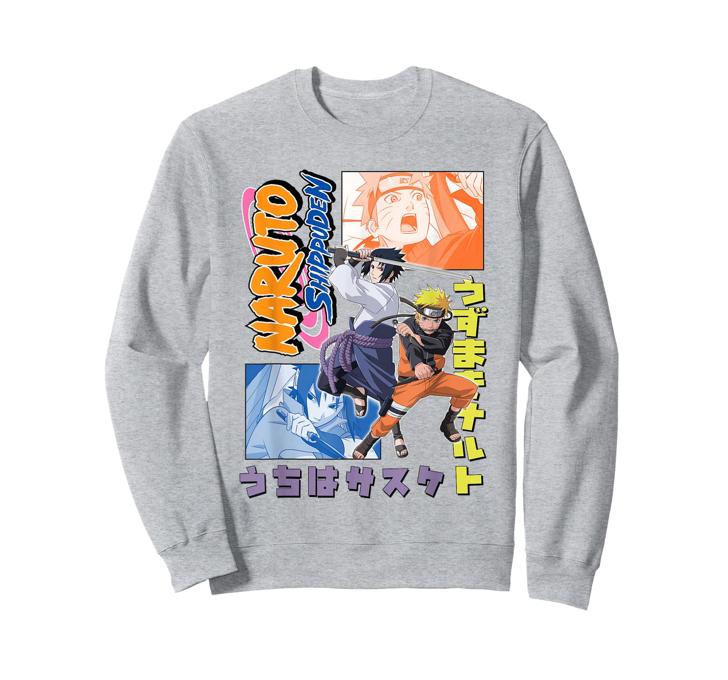 Naruto Shippuden Naruto Sasuke Kanji Collage Anime T-Shirt