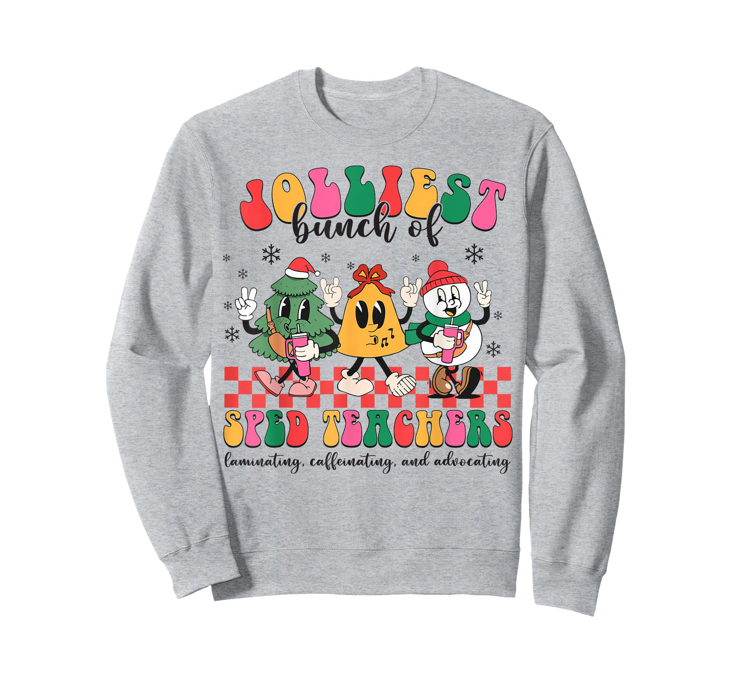 Christmas Jolliest Bunch Of Sped Teachers Cute Groovy Xmas T-Shirt