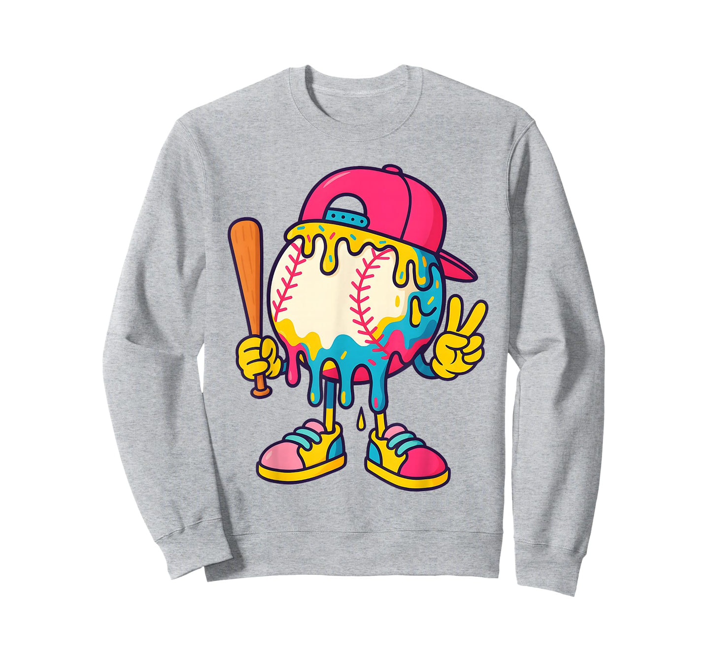Baseball Ice Cream Drip Youth Back To school Baseball Stuff T-Shirt