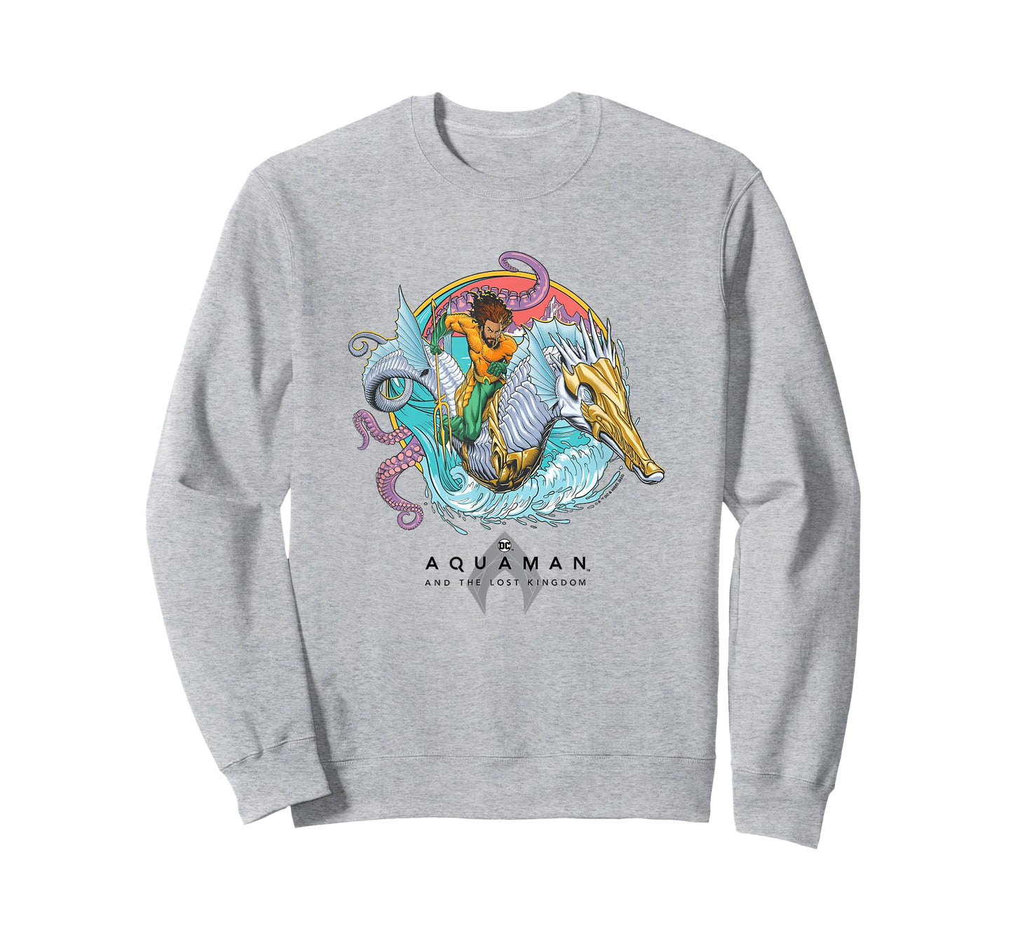 Aquaman And The Lost Kingdom Seahorse Ride Superhero Circle T-Shirt