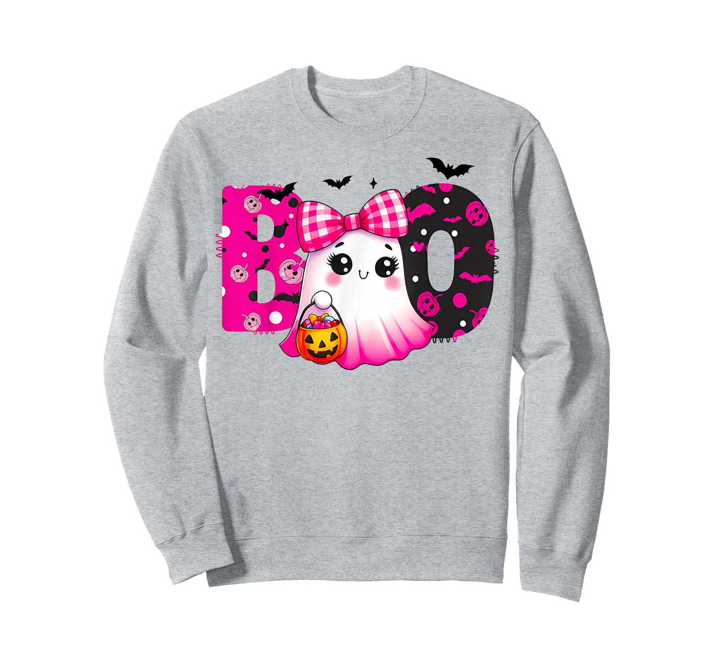 Cute Ghost BOO Pink Bow Kawaii Halloween Kids T-Shirt