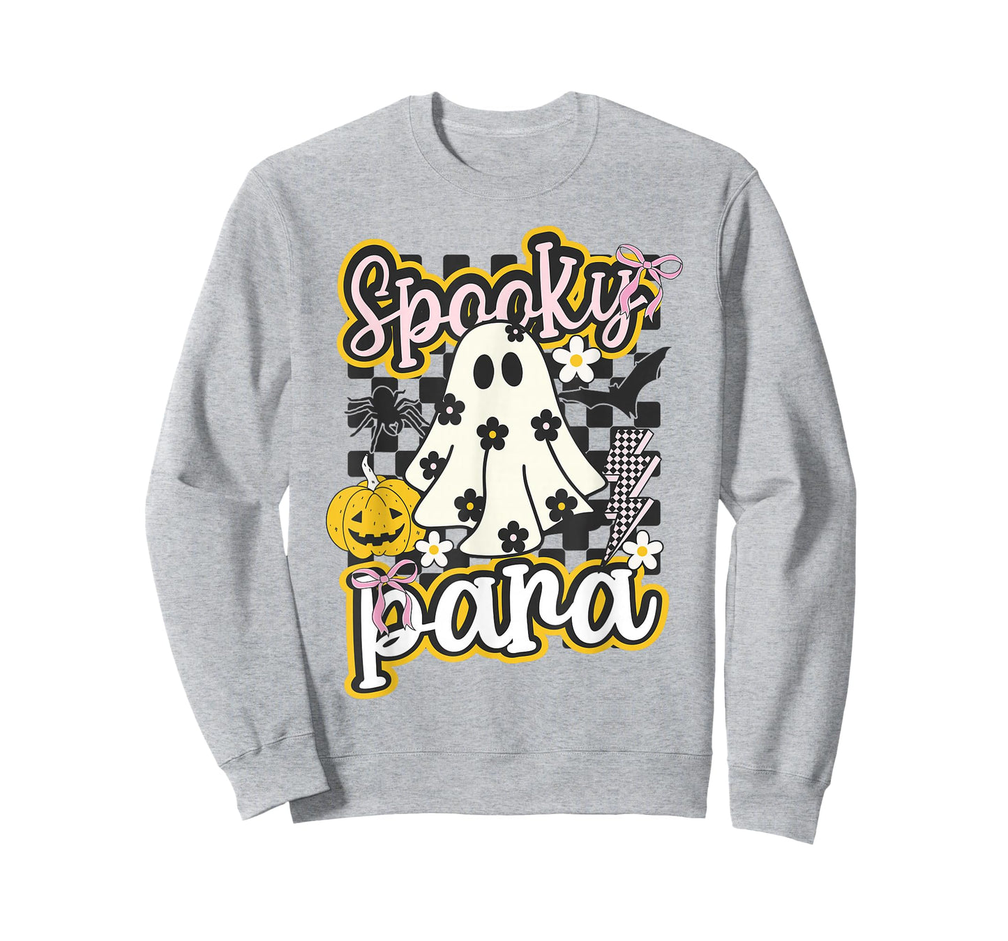 Spooky para Groovy Preppy Halloween Ghost Checkered T-Shirt