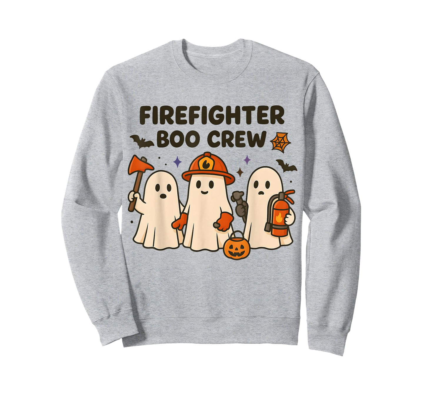Firefighter Boo Crew Funny Ghost Matching Halloween Costume T-Shirt