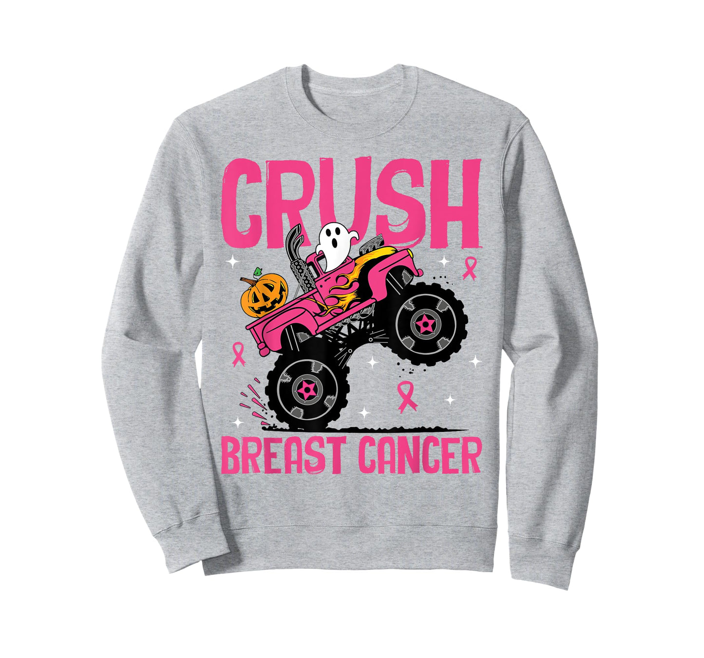 Crush Breast Cancer Awareness Monster Truck Halloween kids T-Shirt