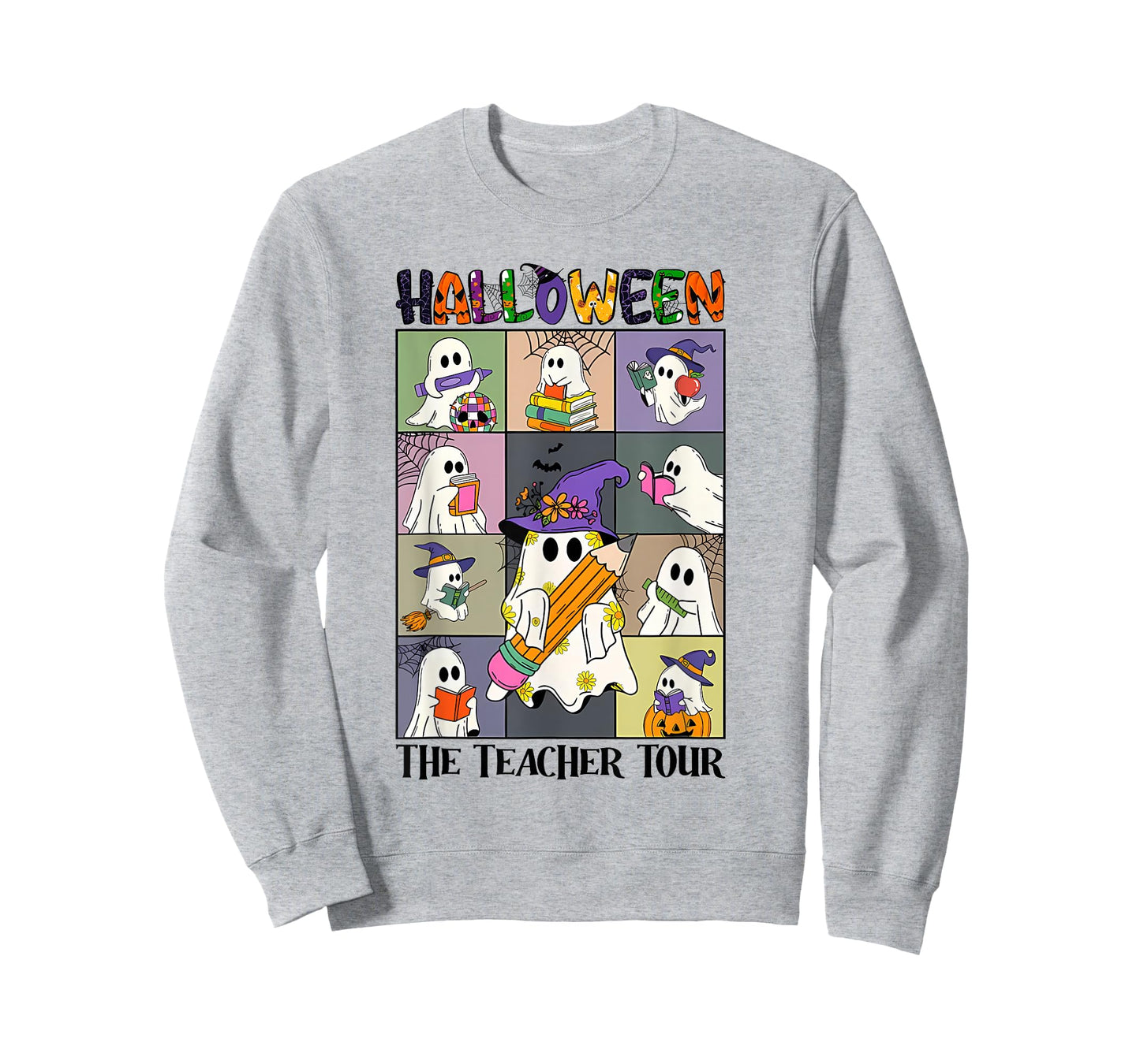 Women Halloween The Teacher Tour Ghosts Pencil Pumpkins T-Shirt
