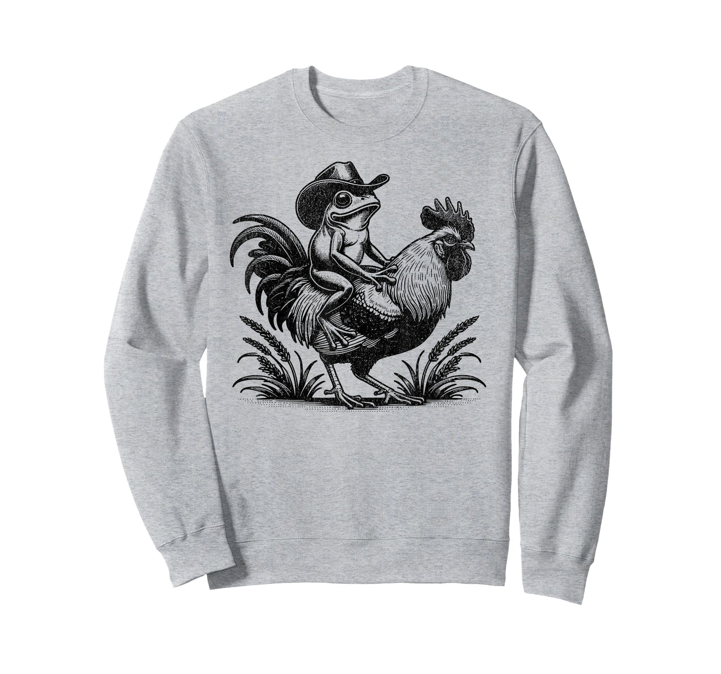 Funny Frog With Cowboy Hat Riding Rooster Country Life T-Shirt