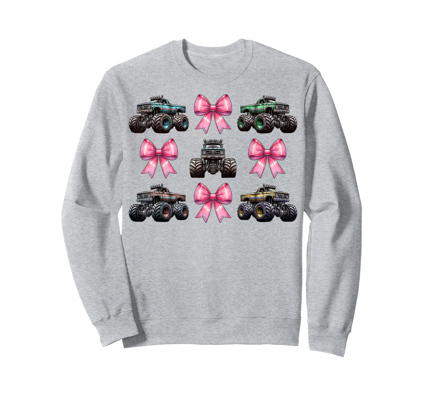 Coquette Bow Monster Truck Mothers Day Pink Ribbon Mom Girl T-Shirt