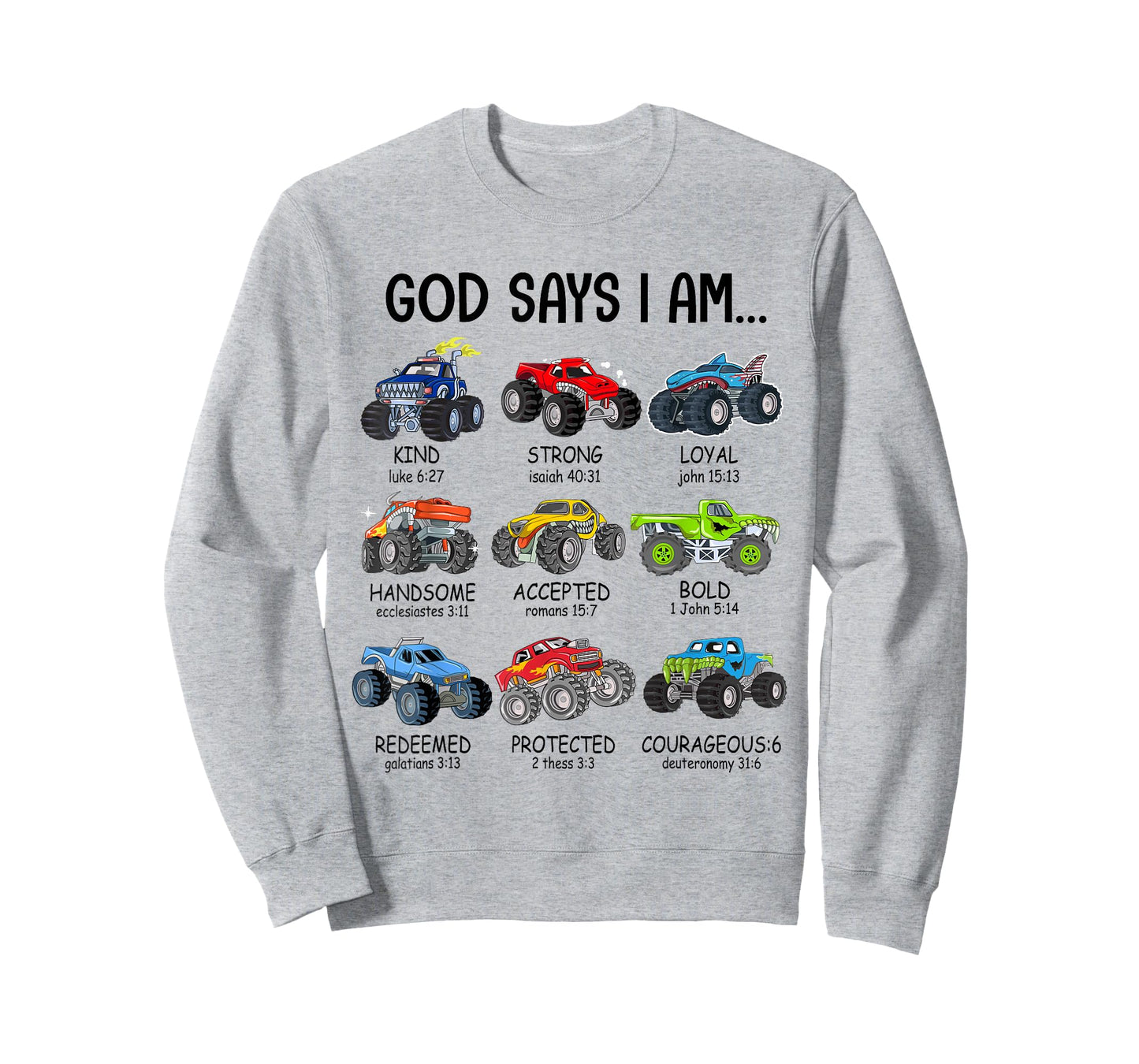 God Says I Am Funny Monster Truck Christian Bible Kids Boys T-Shirt