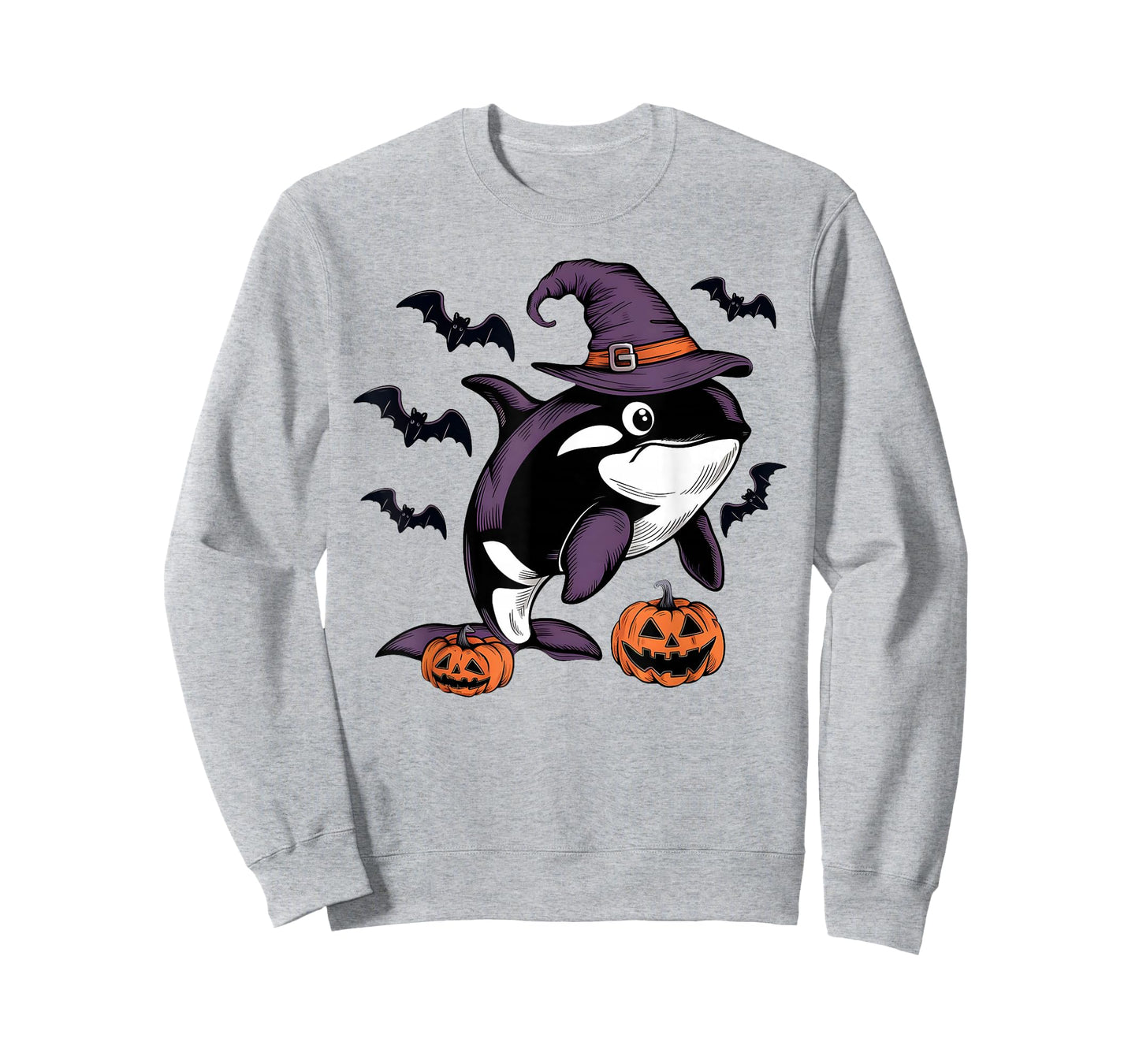 Funny Pumpkin Bat Witch Costume Orca Halloween T-Shirt