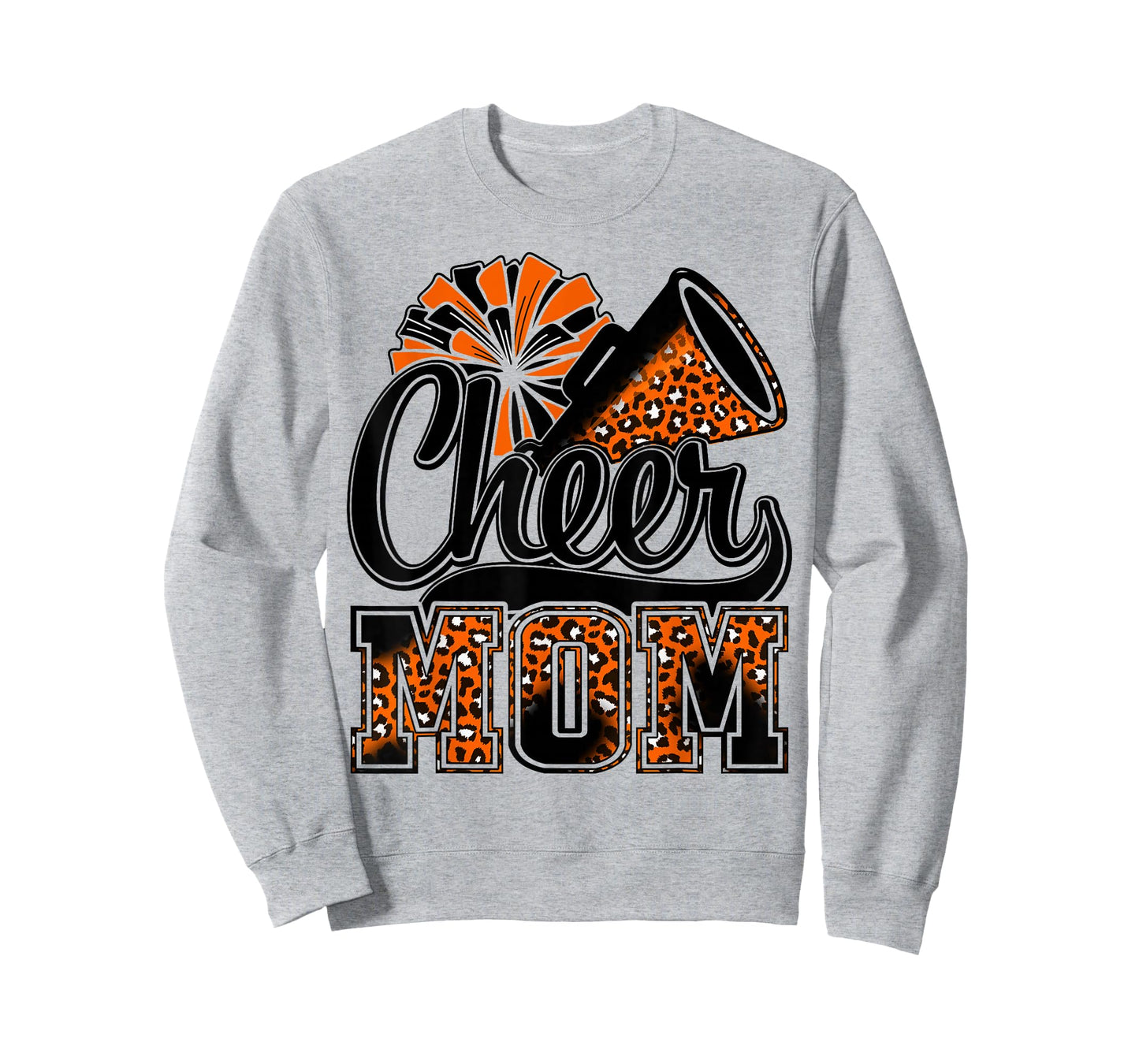 Cheer Mom Orange Leopard Cheerleader Competition Game Day T-Shirt