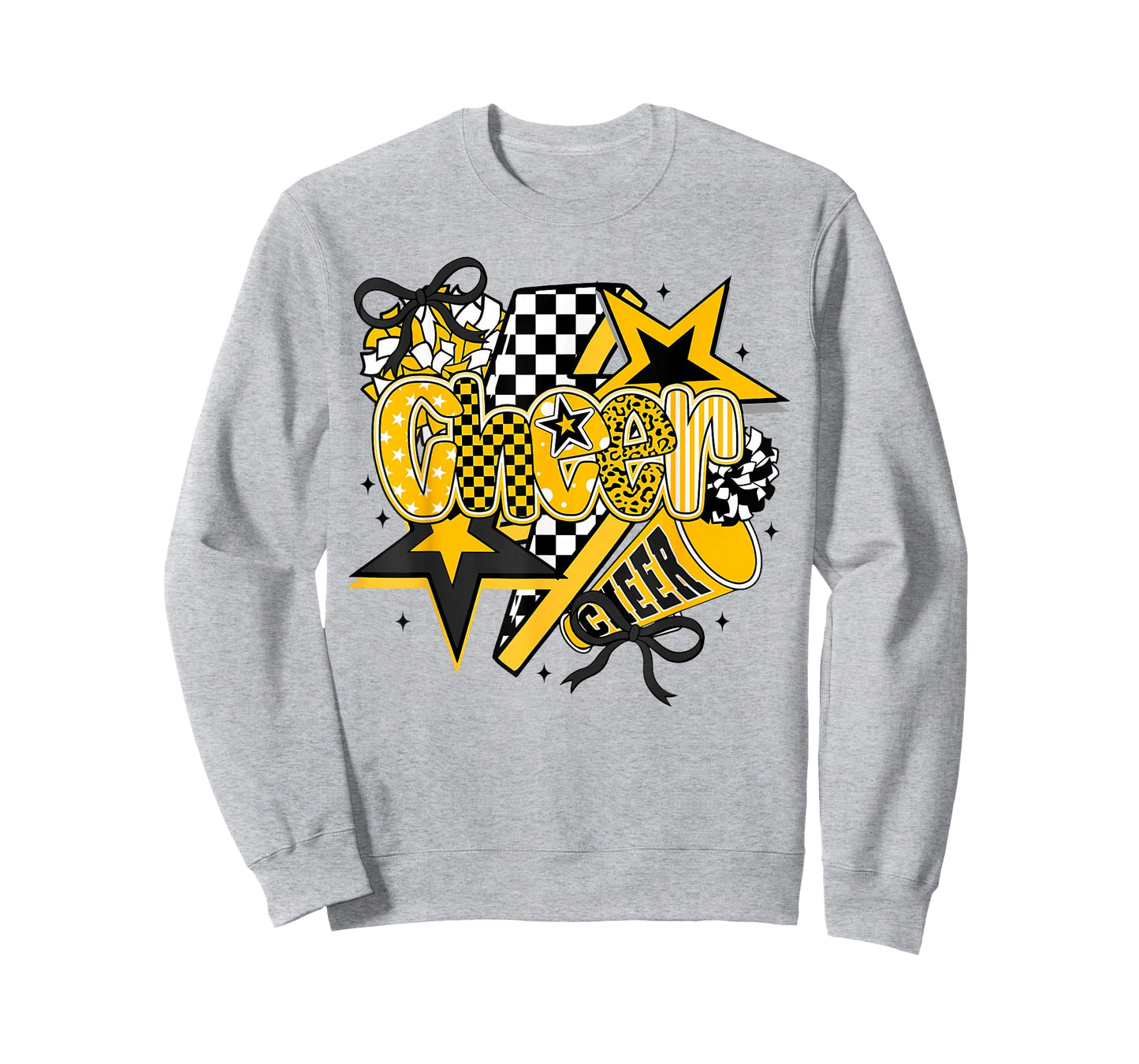 Preppy Game Day Cheer Mom Cheerleader Go Cheer Gold Black T-Shirt