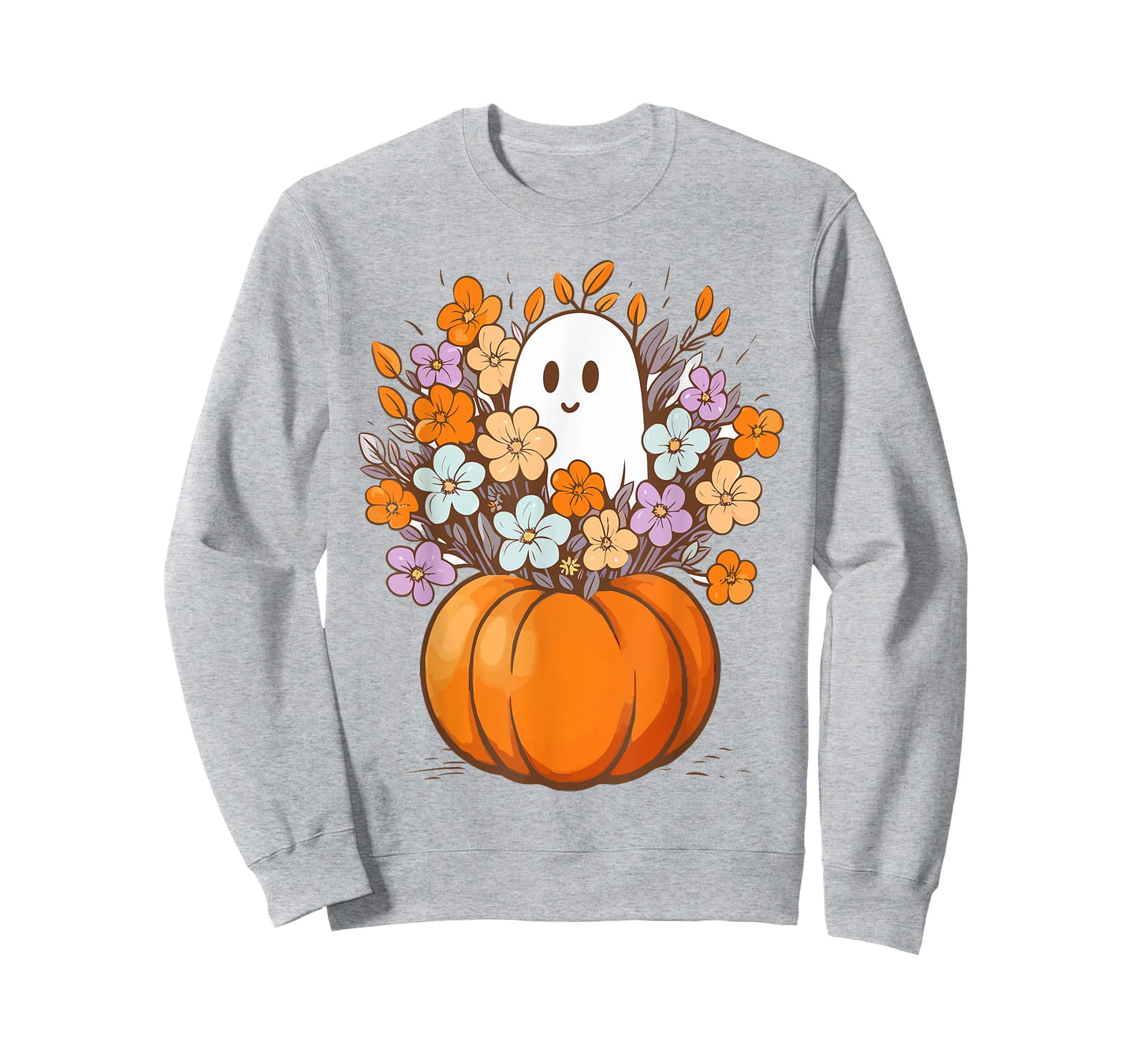 Floral Ghost Halloween Costume Aesthetic Ghost Pumpkin Fall T-Shirt