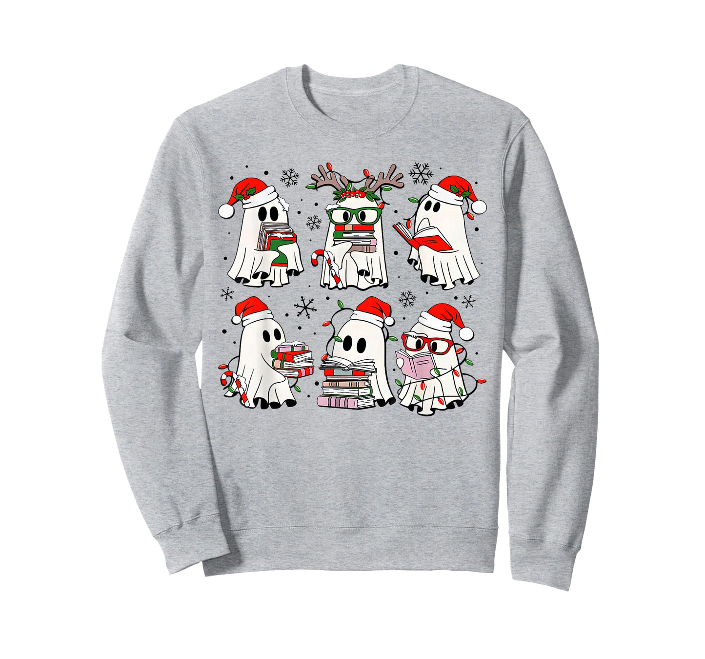 Funny Ghost Book Reading Christmas Books Lover Teacher Kids T-Shirt