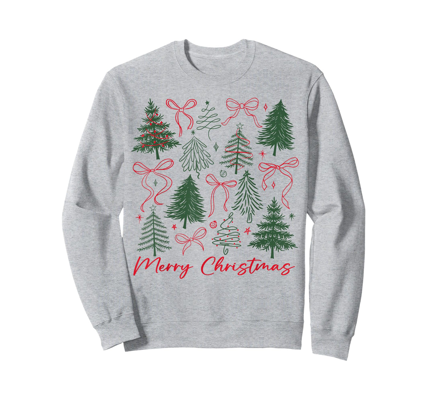 Preppy Merry Christmas Coquette Bow Pink Christmas Tree Girl T-Shirt