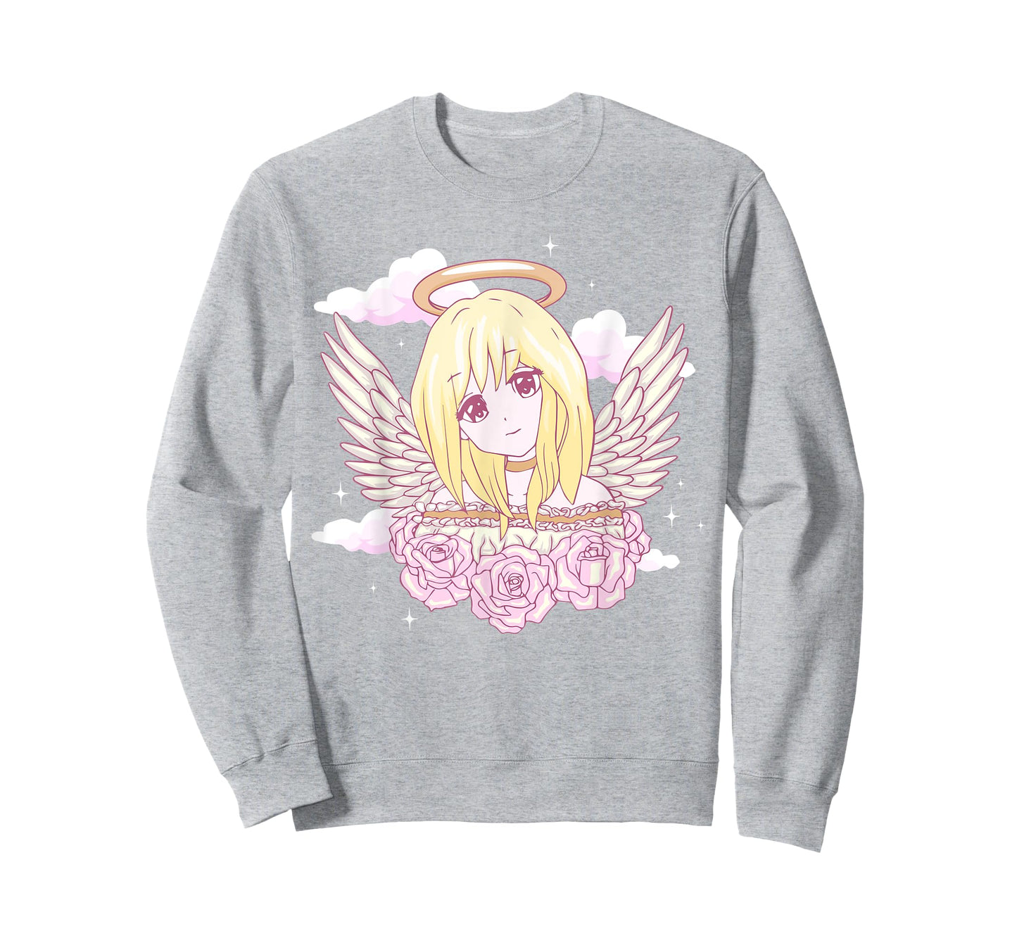 Angelcore Aesthetic Anime Girl Roses Angel Halo T-Shirt