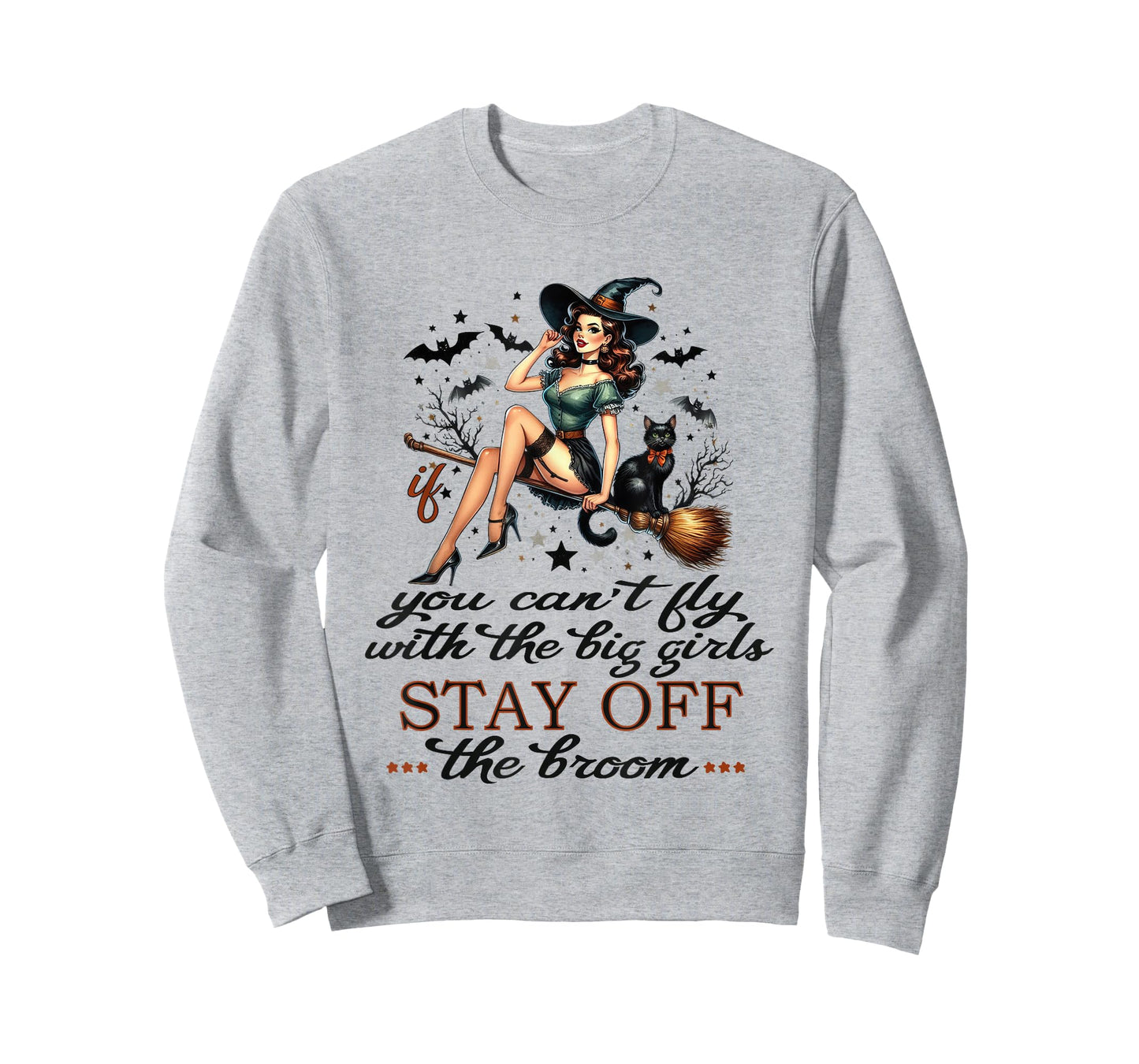 Halloween Witch Funny Fly with The Big Girls Pin Up Satire T-Shirt