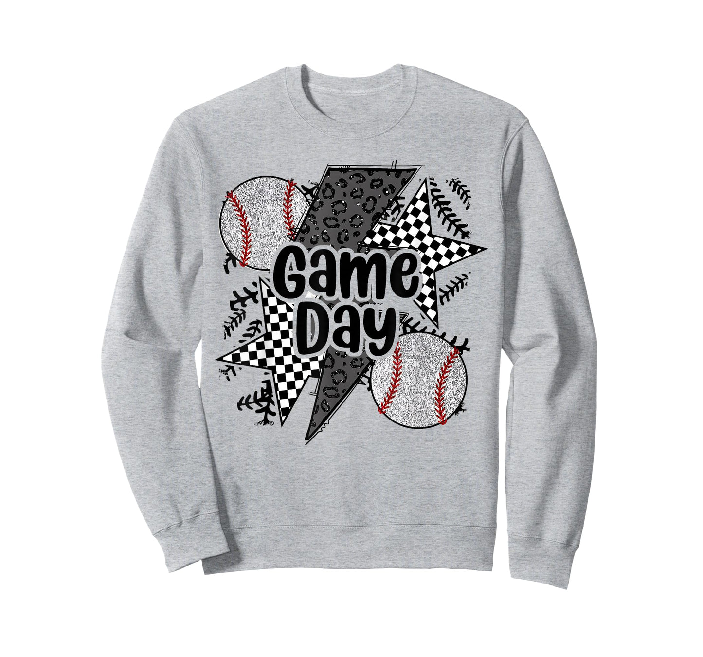 Retro Baseball Game Day Checkered Leopard Baseball Mama Mom T-Shirt