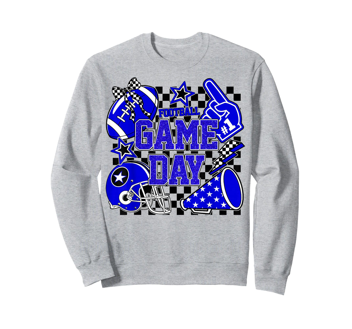 Game Day Football Touchdown Season Girly Team Spirit Blue T-Shirt