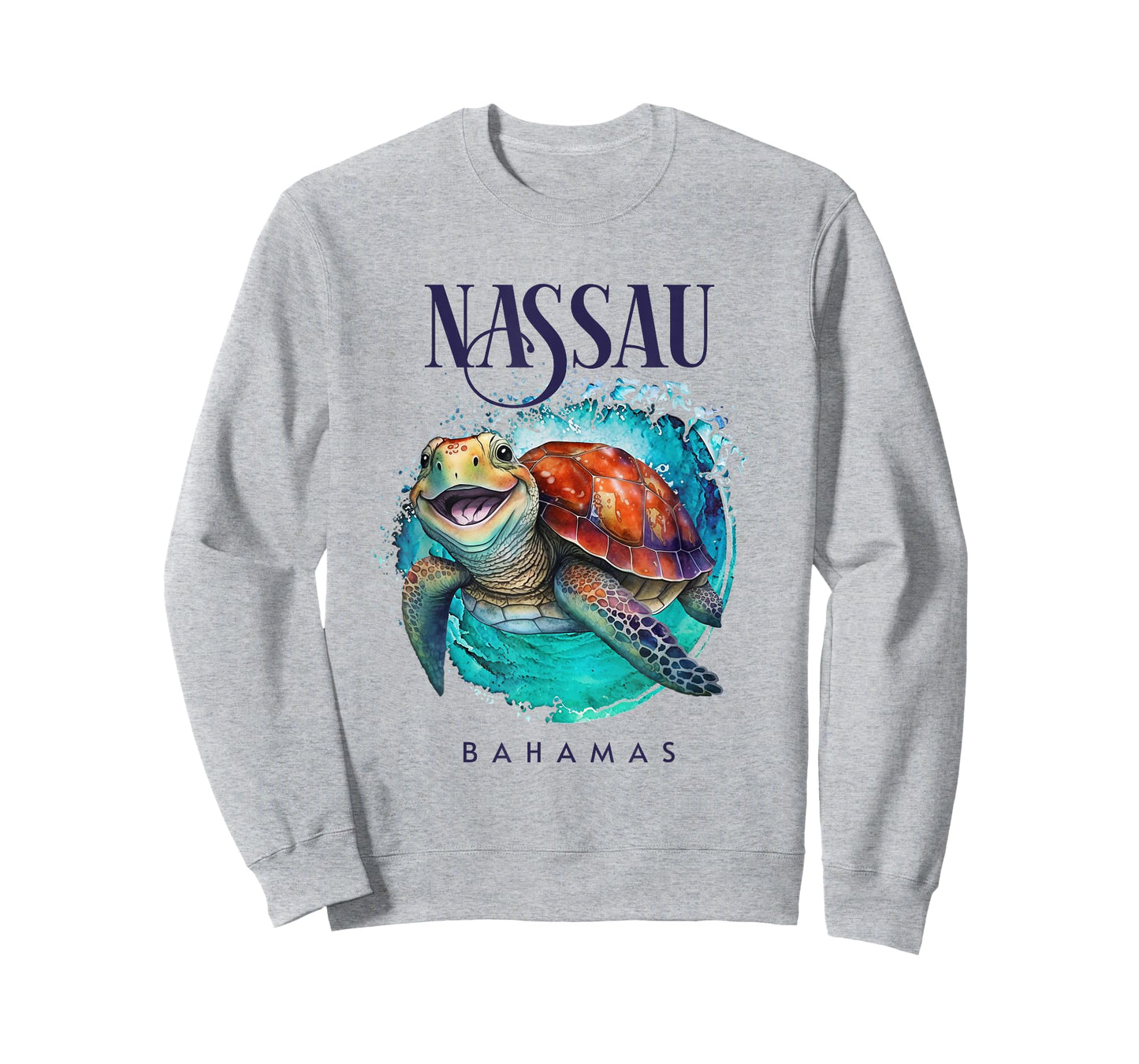Nassau Bahamas Watercolor Happy Sea Turtle T-Shirt