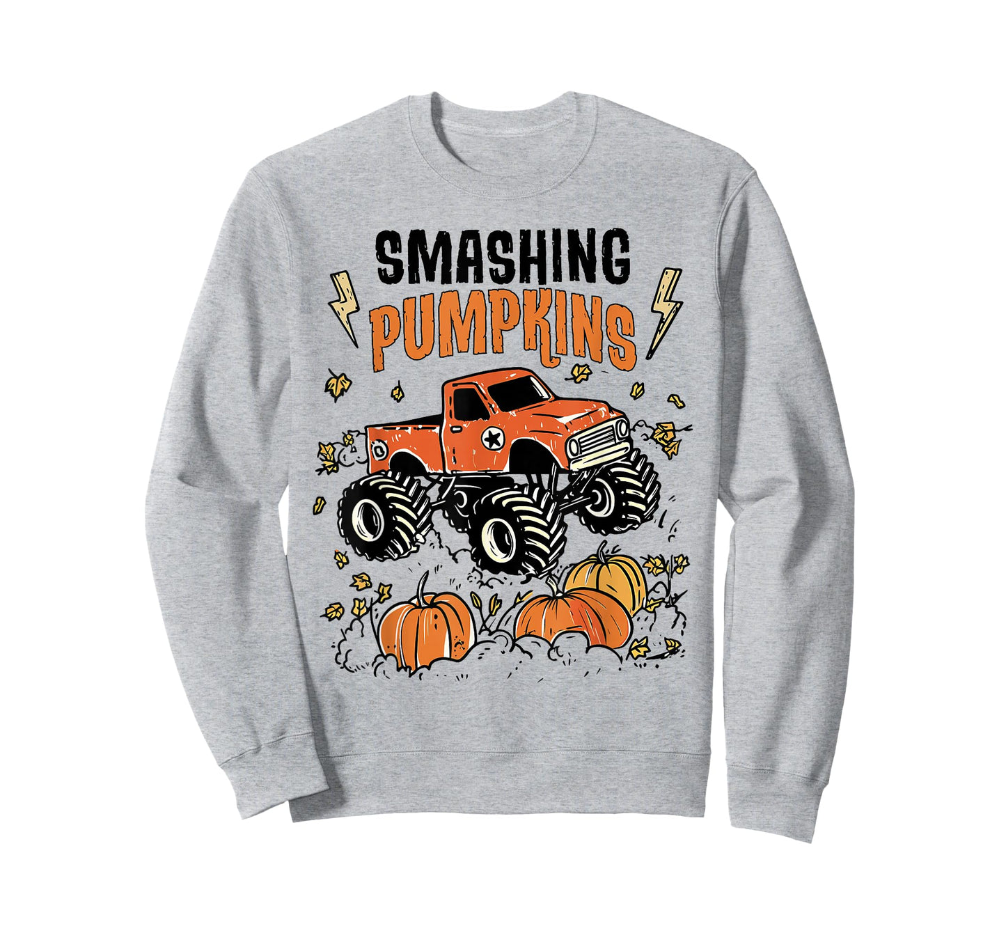 Retro Funny Monster Truck Smashing Pumpkin Boys Halloween T-Shirt