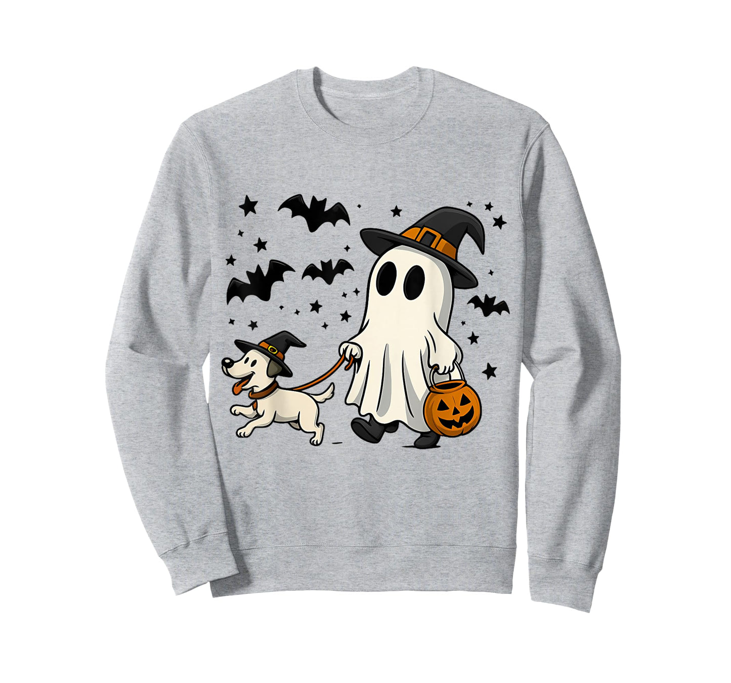Spooky Ghost Dog Halloween Witch Hat Pumpkin Dog Mom T-Shirt