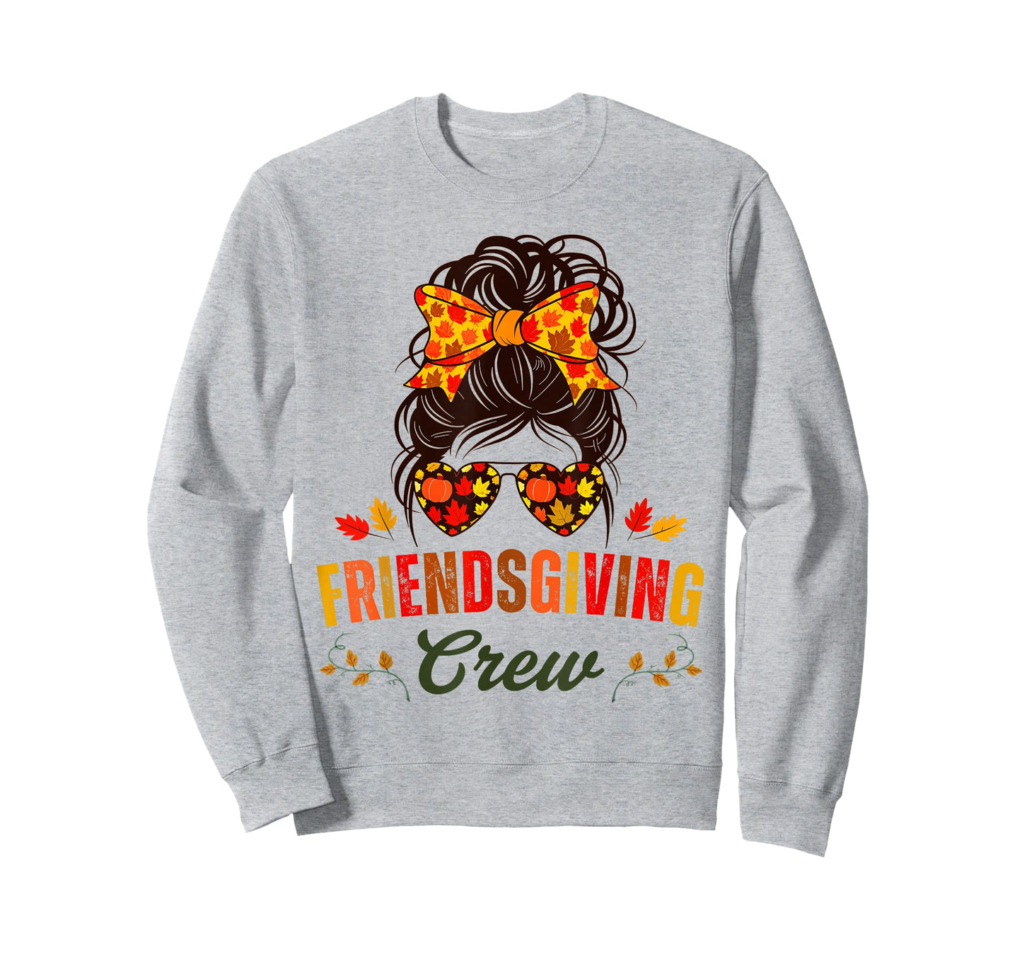 Friendsgiving Crew Fall Autumn Thanksgiving 2024 Messy Bun T-Shirt