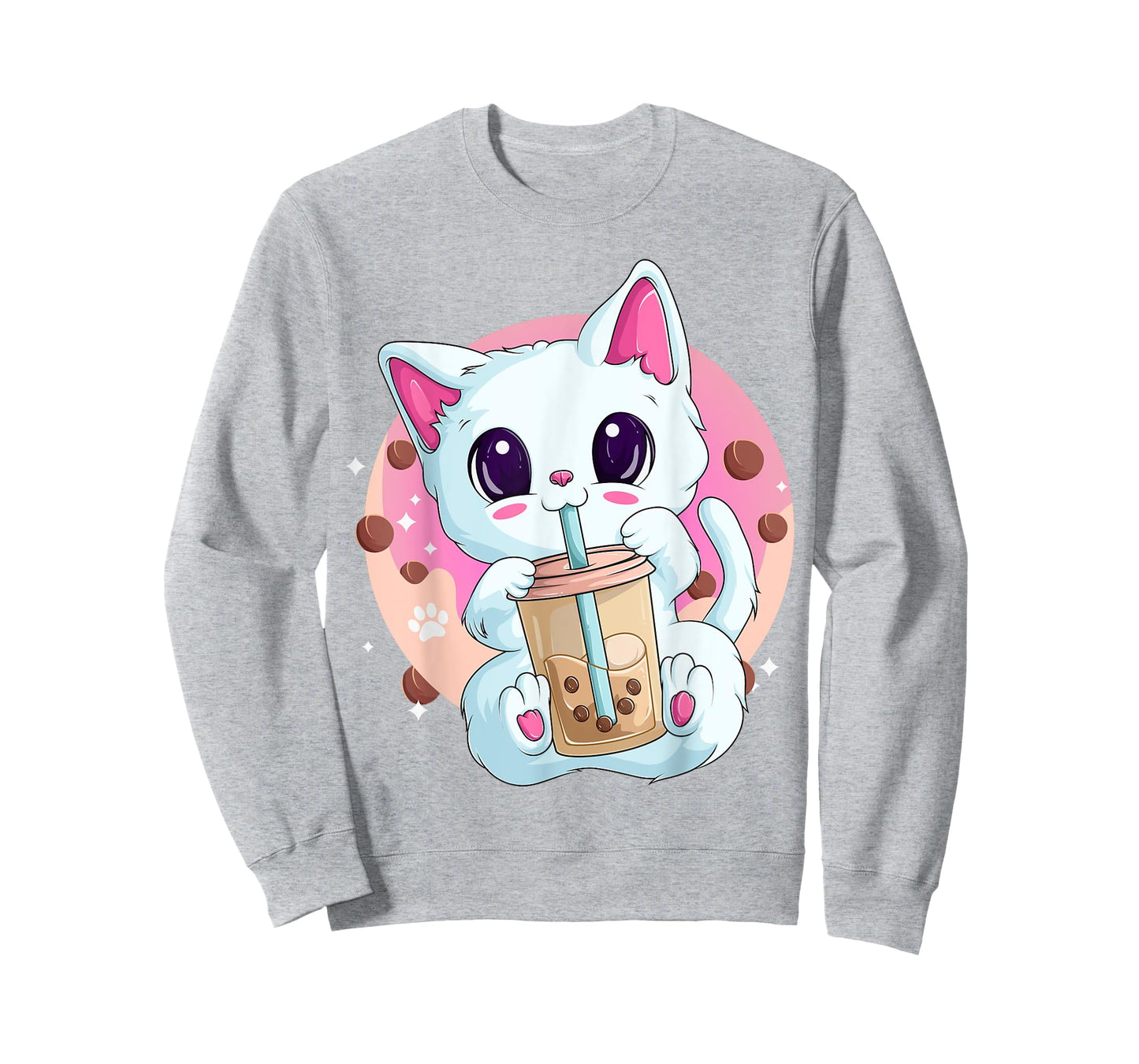 Boba Tea Cat Anime Shirts for Women, Kawaii Bubble Tea Neko T-Shirt