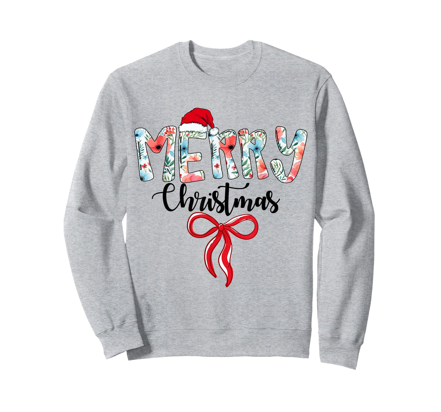 Merry Christmas Coquette Red Bow Girls Santa Hat Xmas Family T-Shirt