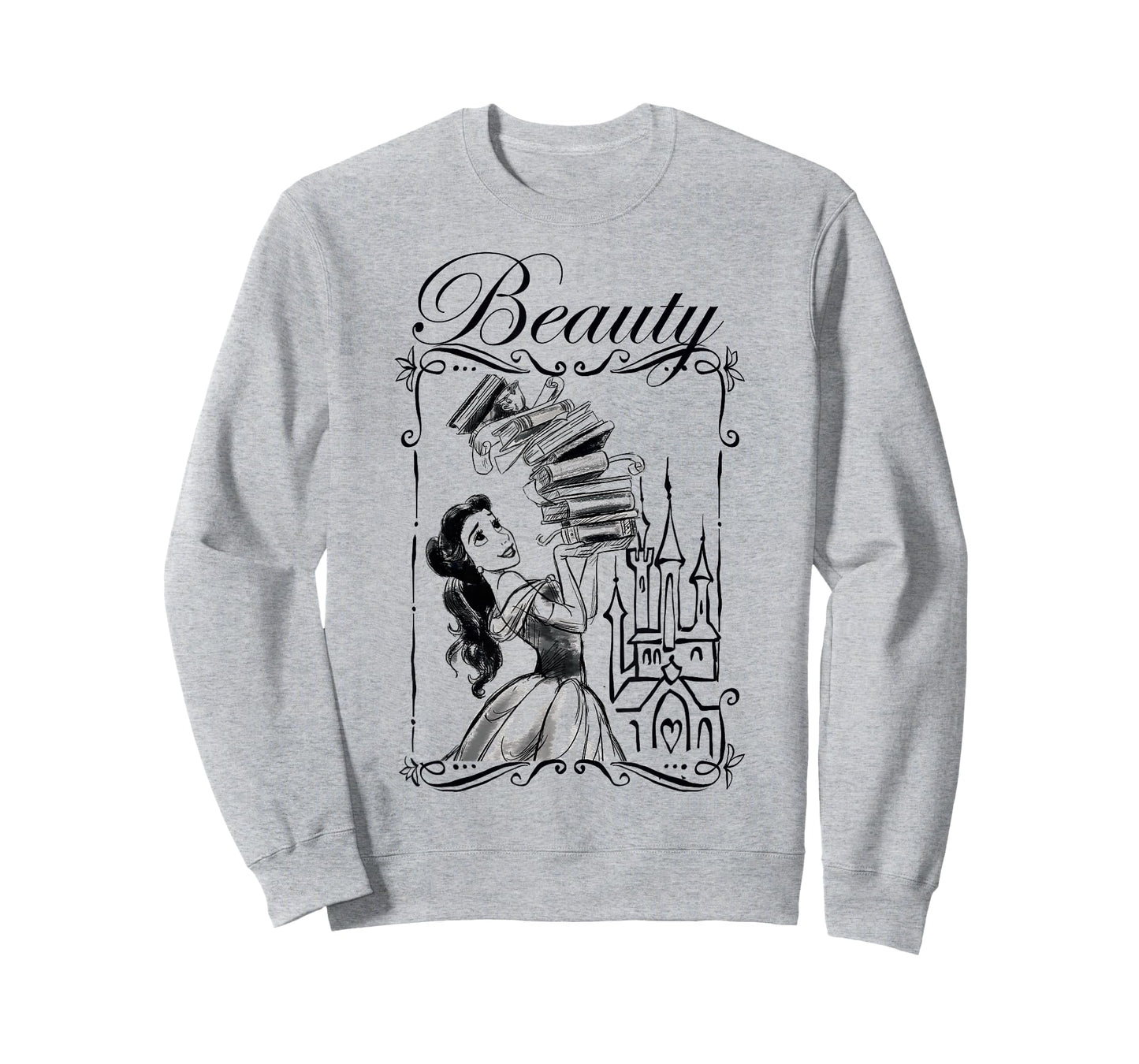 Disney Beauty and the Beast Belle Book Stack Sketch Portrait T-Shirt