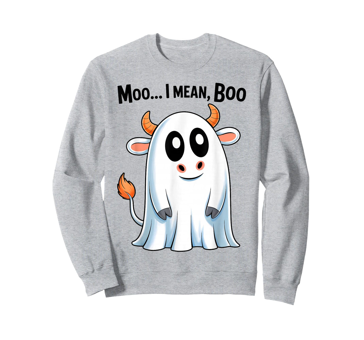 Moo I Mean Boo Funny Highland Cow Ghost Halloween Costume T-Shirt