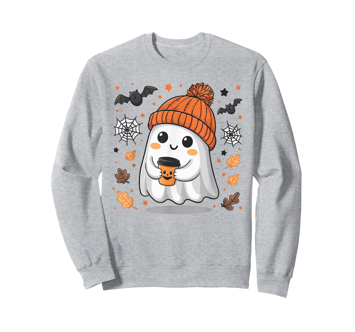 Cute Ghost Drinking Coffee Halloween Ghost Ice Coffee Womens T-Shirt