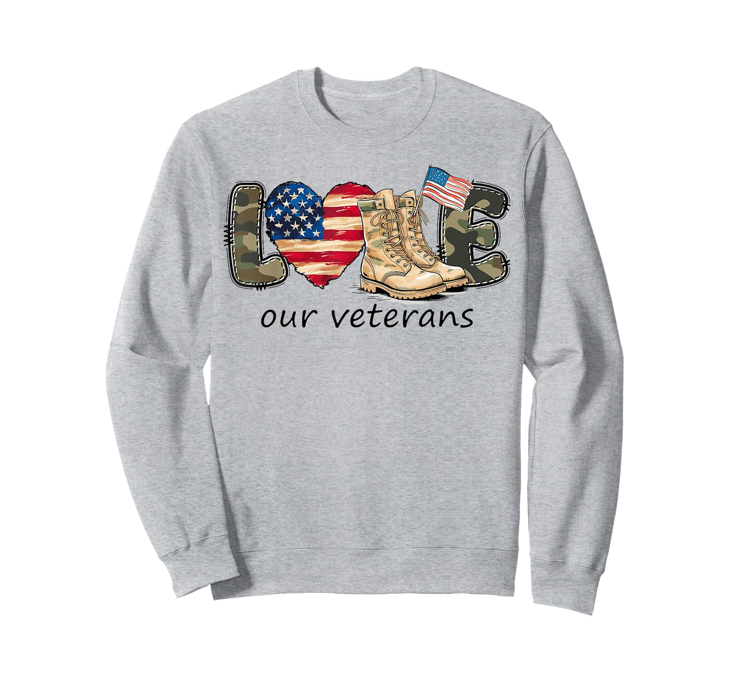 Love Our Veterans Proud Military American Flag Veterans Day T-Shirt