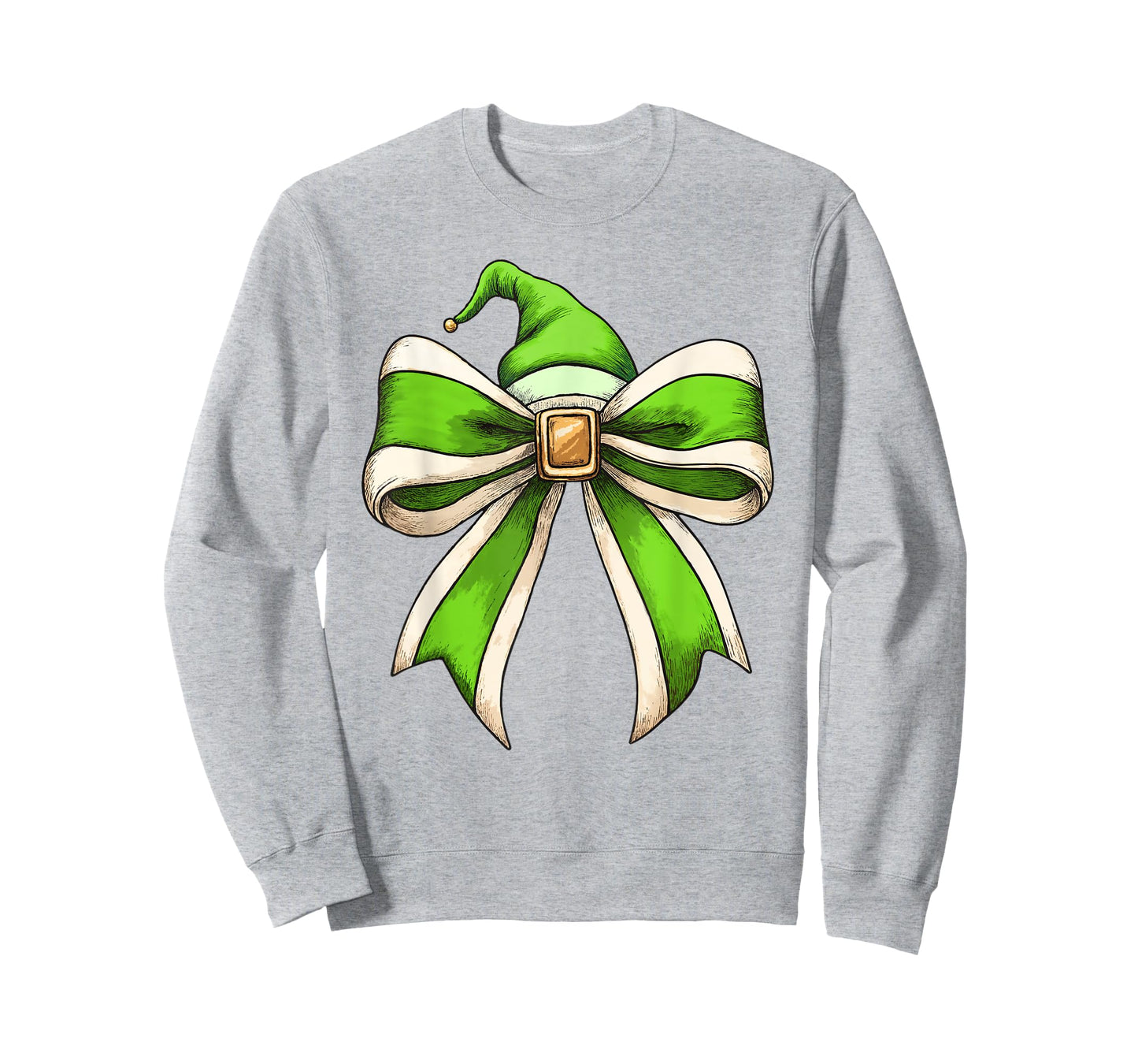 Coquette Christmas Bow Girls Women Holiday Ribbon Green Elf T-Shirt