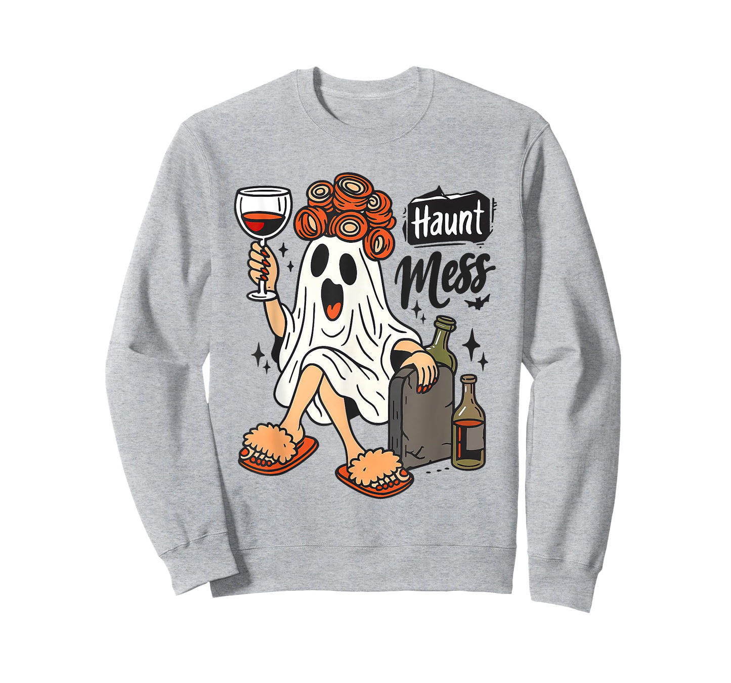 Halloween Haunt Mess, Wine Ghost Boos Drinking,Spooky Season T-Shirt