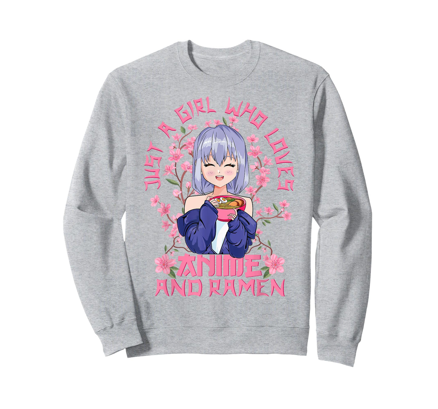 Anime and Ramen - Kitschy Sakura Japanese Cherry Blossoms T-Shirt