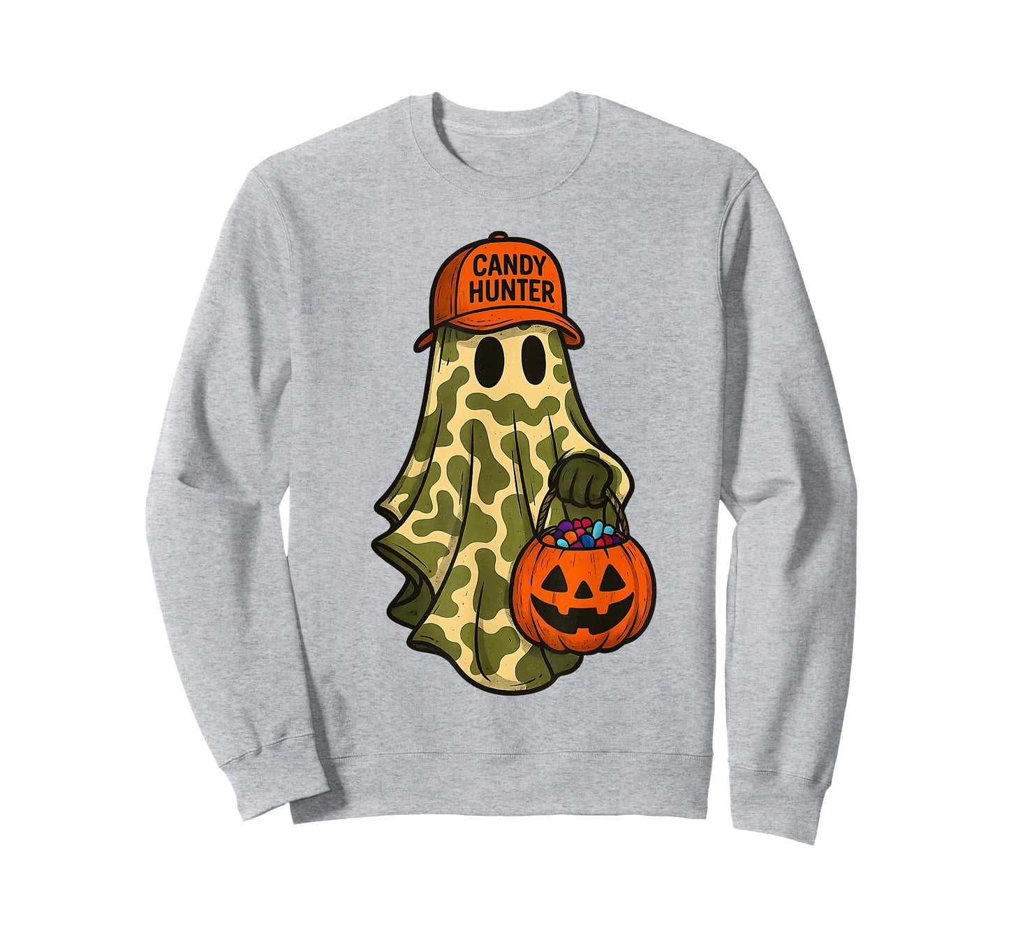 Camo Ghost Candy Hunter Halloween Funny Boys Kid Men Hunting T-Shirt