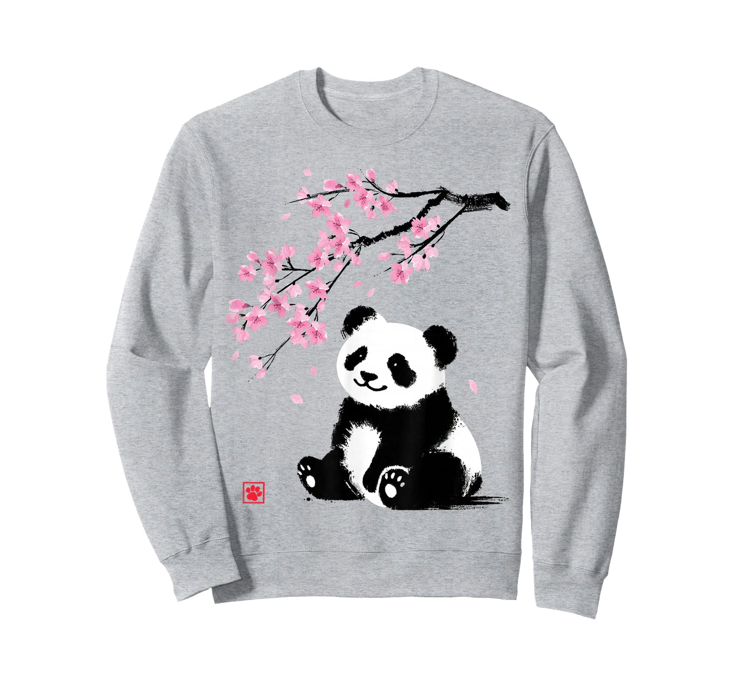 Japanese Panda Sakura Cherry Blossoms Sumi-e Aesthetic T-Shirt