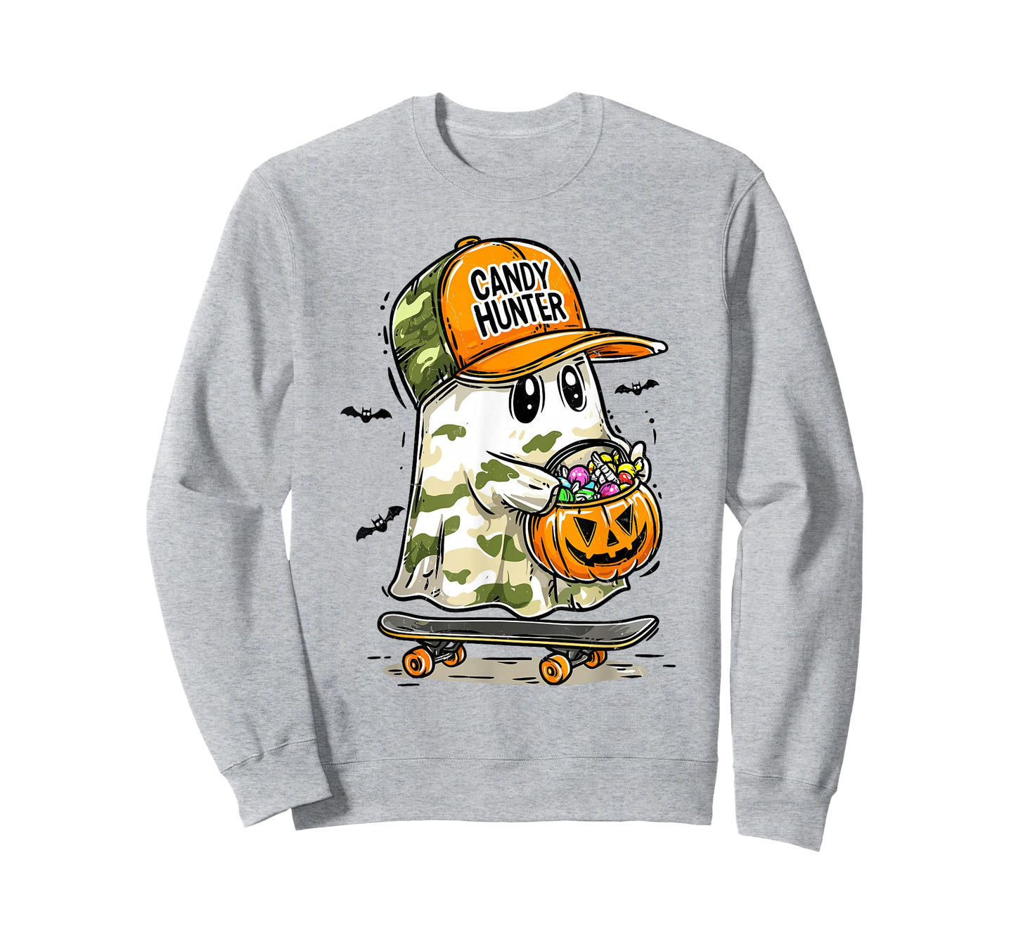Camo Ghost Halloween Costume Boy Kid Candy Hunter Pumpkin T-Shirt
