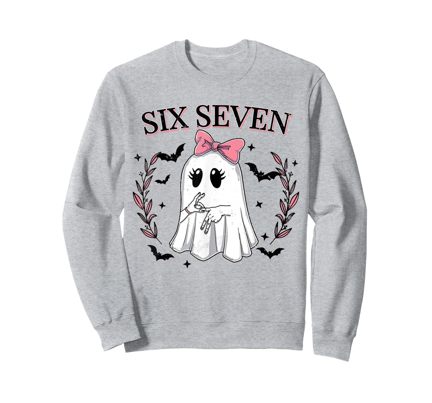 Funny Six Seven Meme 67 Spooky Ghost Halloween 6 7 Cute Girl T-Shirt