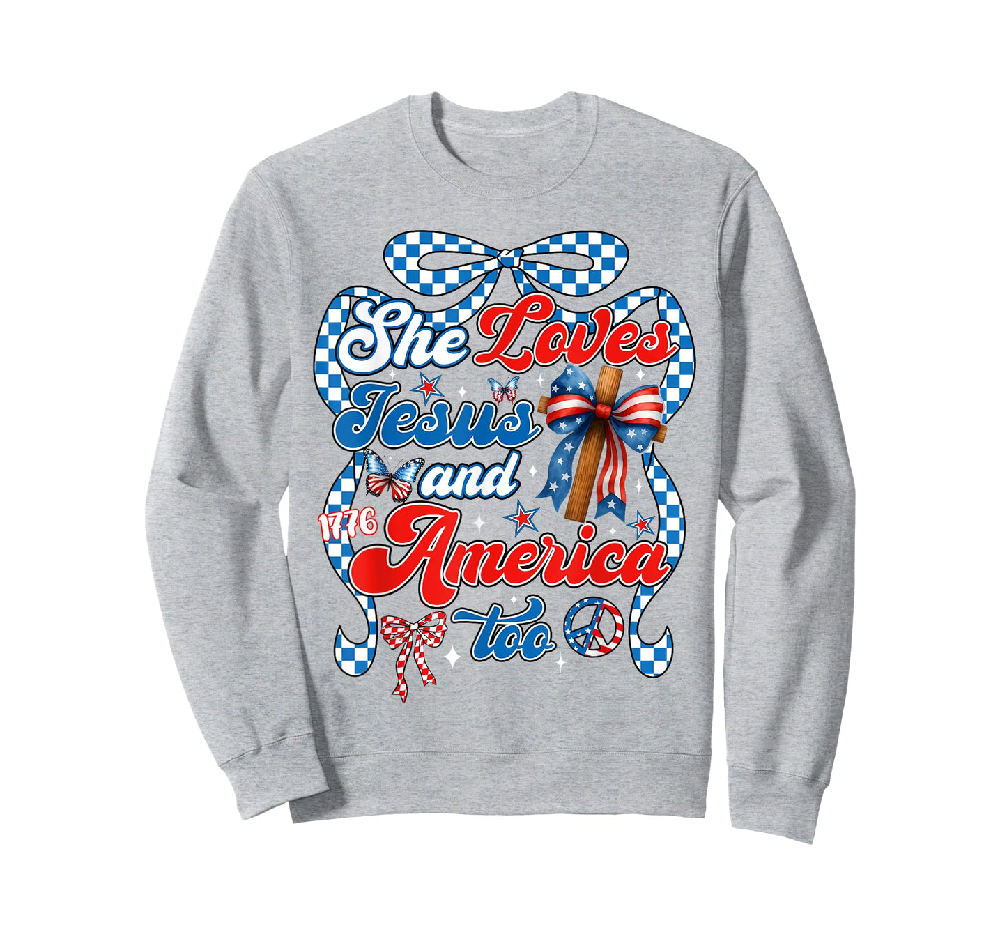 4th Of July She Loves Jesus And America Too Christian Faith T-Shirt