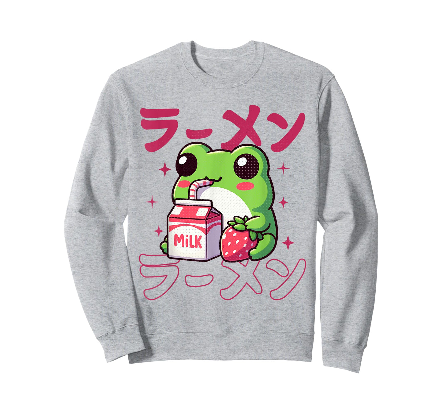 Cute Retro Japanese Kawaii Anime Frog Strawberry Milk Shake T-Shirt