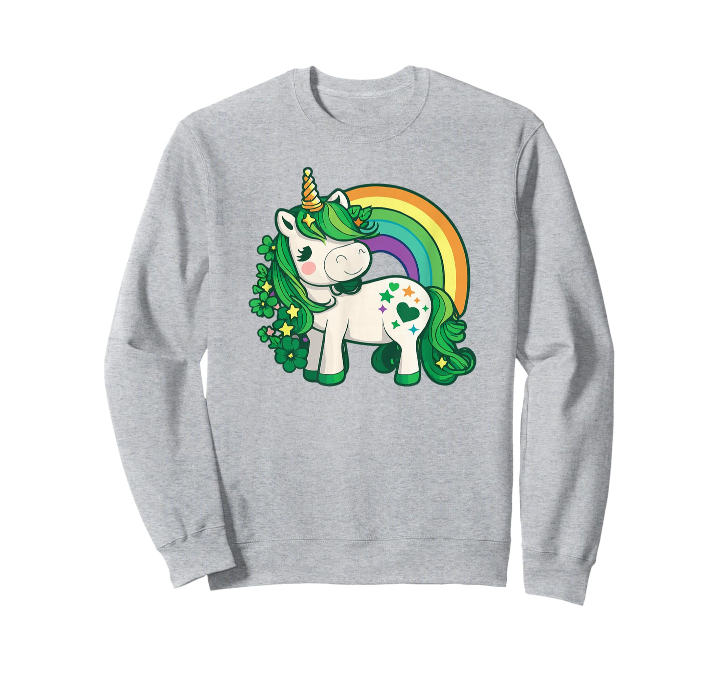 Unicorn St Patricks Day Rainbow / Green Clovers Kawaii Cute T-Shirt