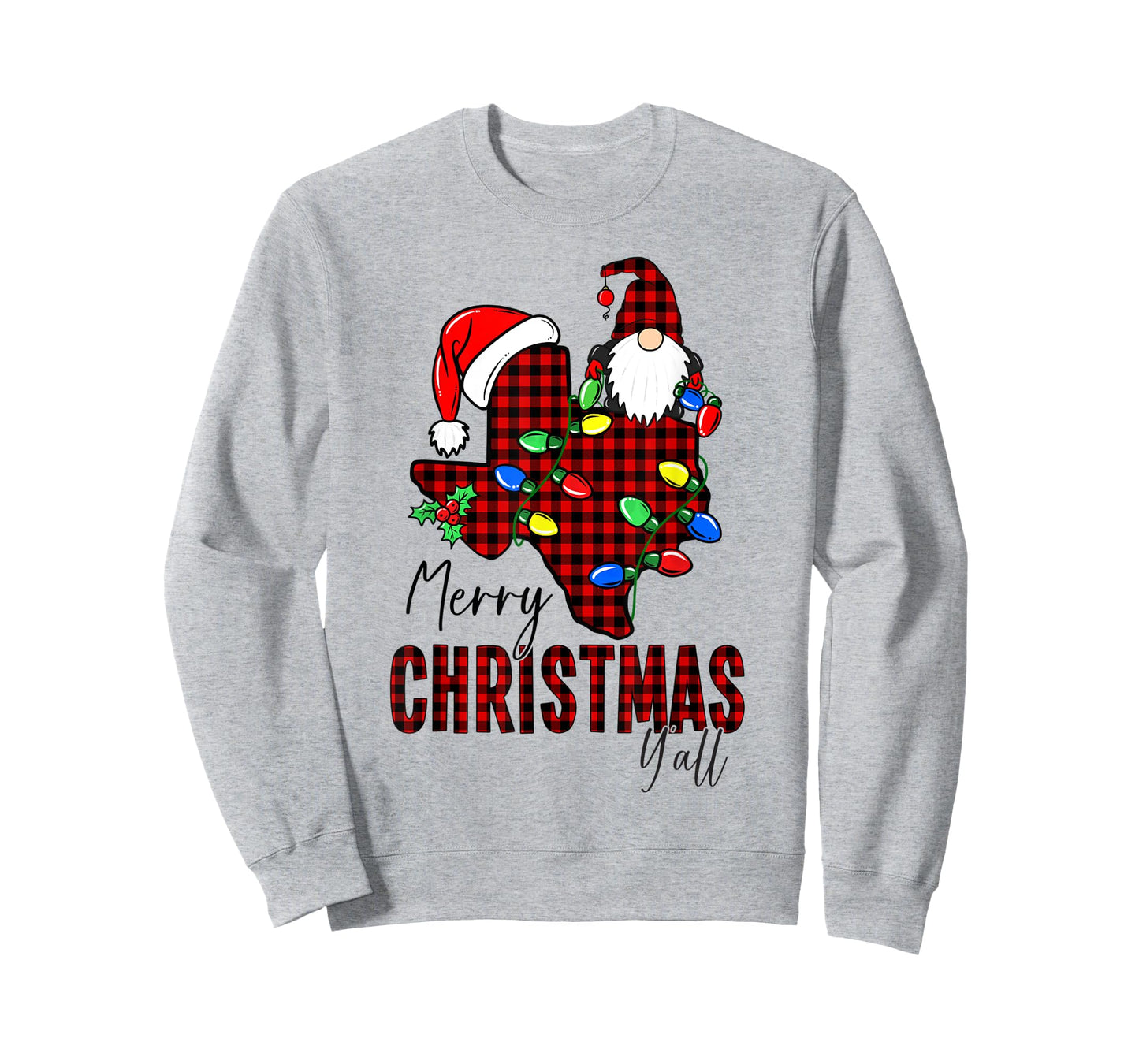 Merry Christmas Y'all Texas State Red Plaid T-Shirt