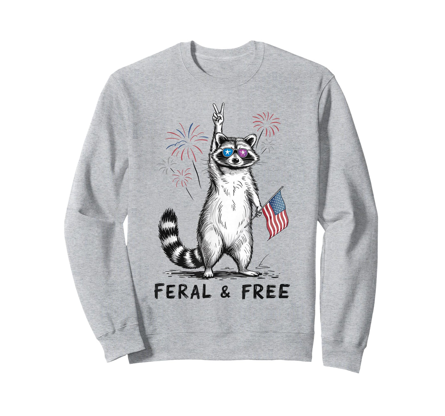 Feral and Free Raccoon 4th of July USA American Pride T-Shirt