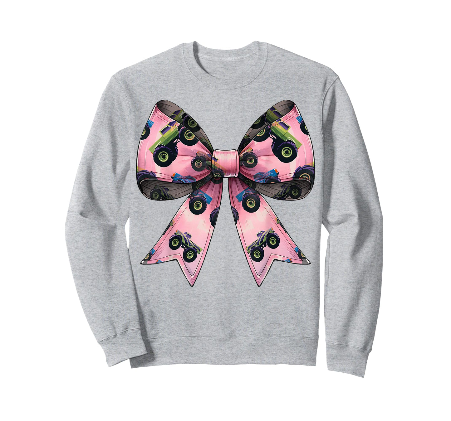 Coquette Bow Monster Truck Mothers Day Pattern Pink Mom Girl T-Shirt