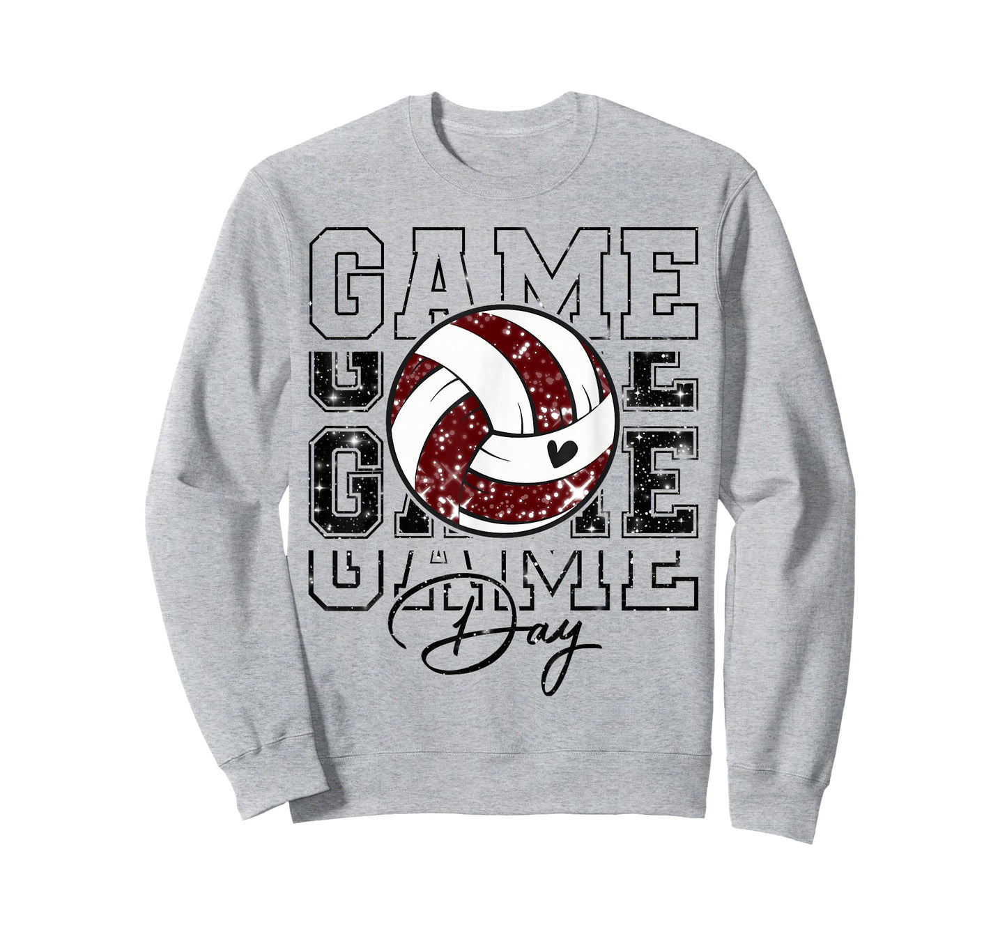 Volleyball Game Day Girls Volleyball Mom Maroon & White T-Shirt