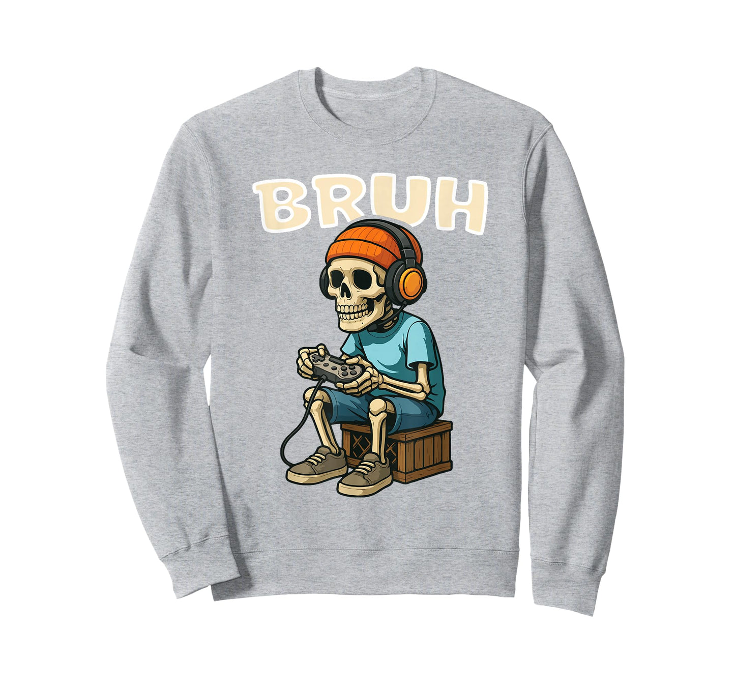 Bruh Skeleton Halloween Video Game Trick Or Treat Kids T-Shirt