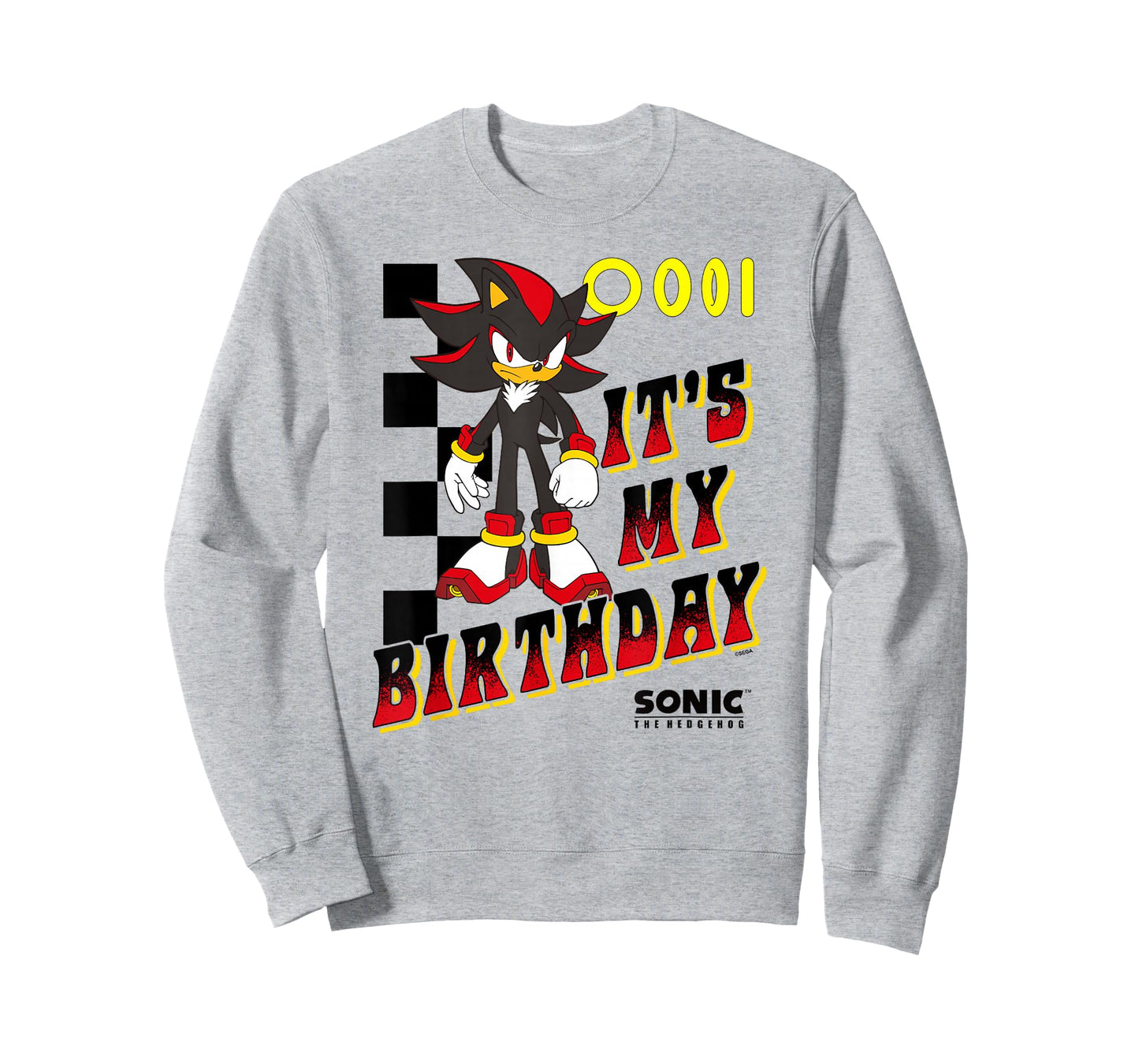 Sonic The Hedgehog Shadow It's My Birthday Big Chest Logo T-Shirt